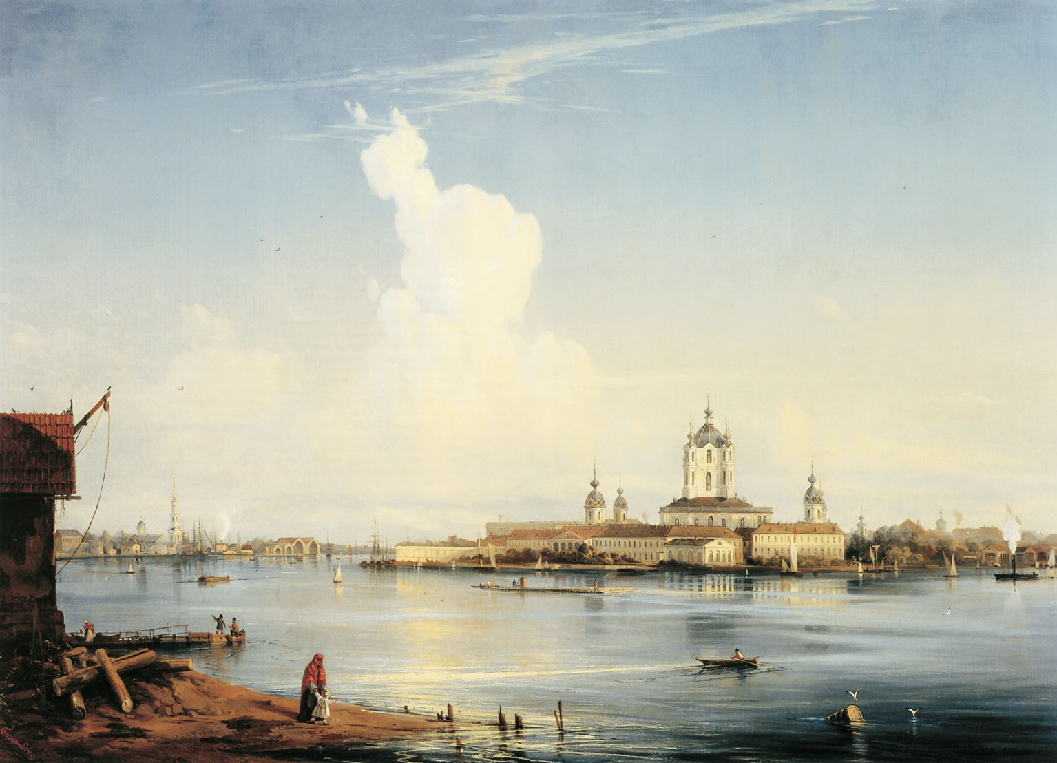 Боголюбов. Вид на Смольный монастырь с Большой Охты. 1851