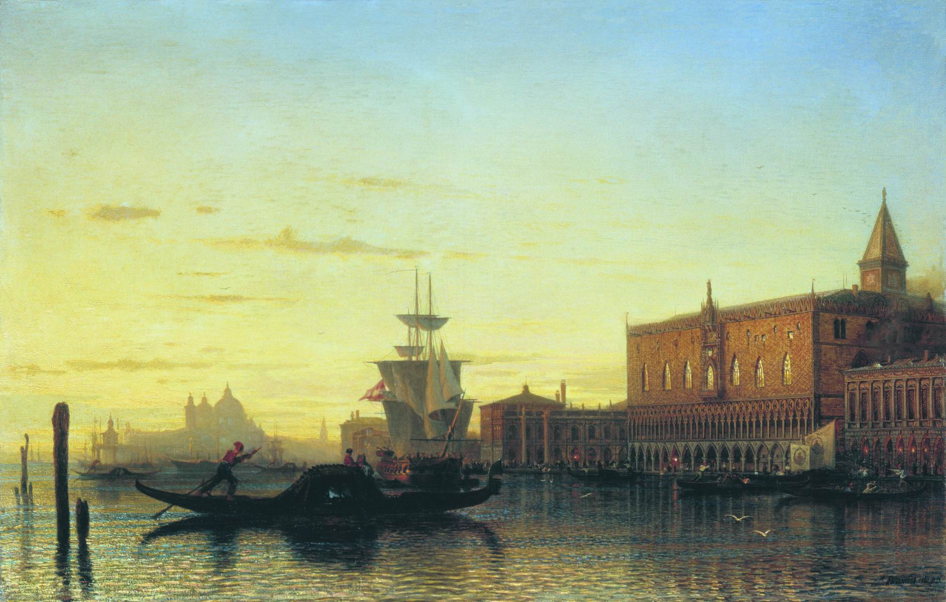 Боголюбов. Вид Венеции. Дворец дожей. 1860