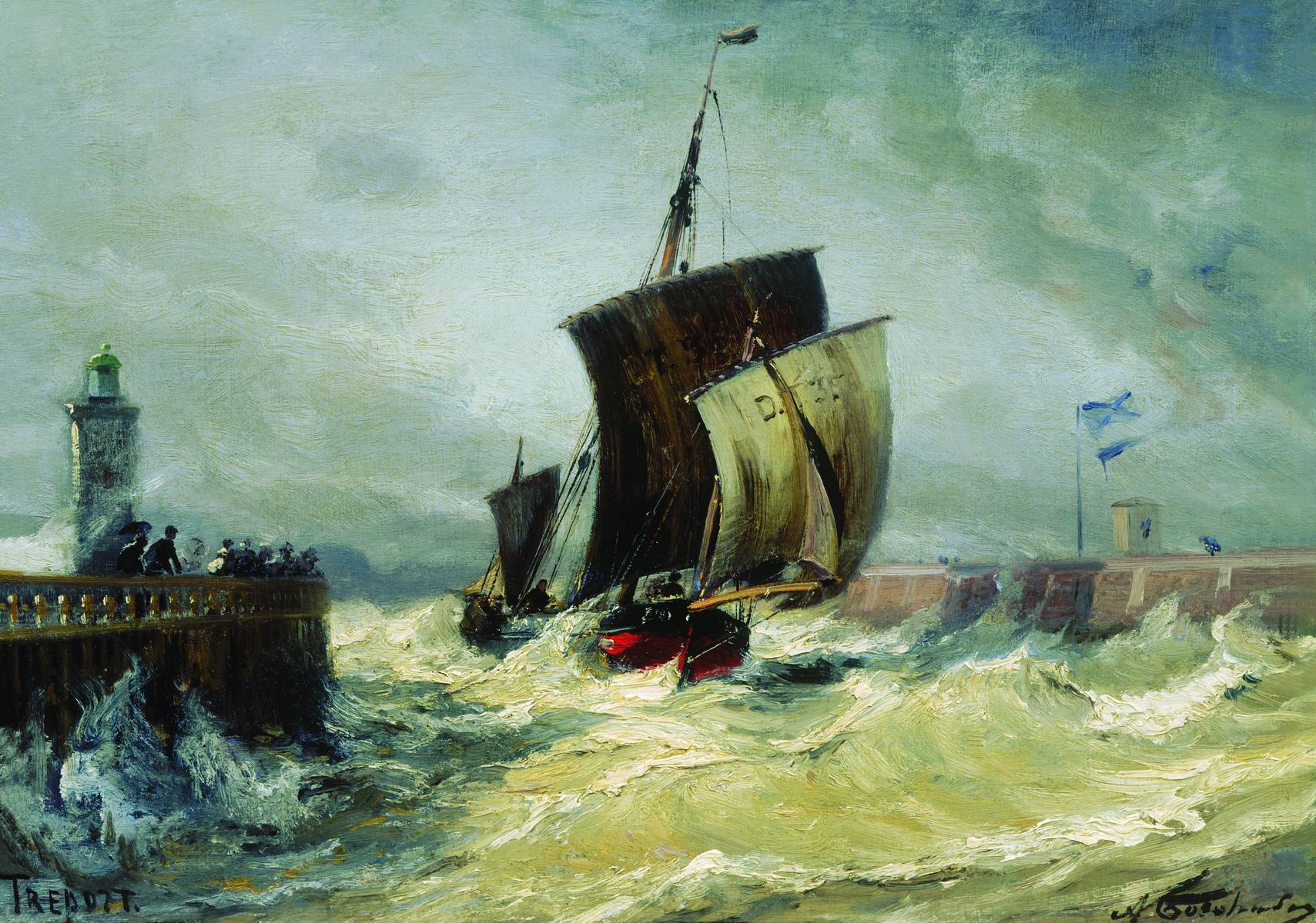 Боголюбов. Возвращение в порт Трепор в полую воду. Франция, Нормандия. 1876
