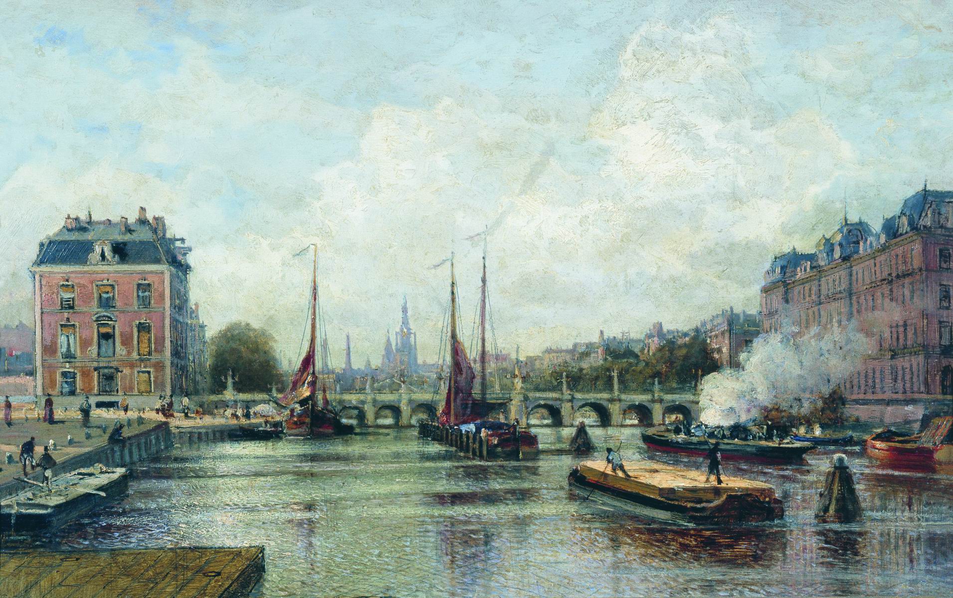 Боголюбов. Город на реке. Амстердам. 1870-е