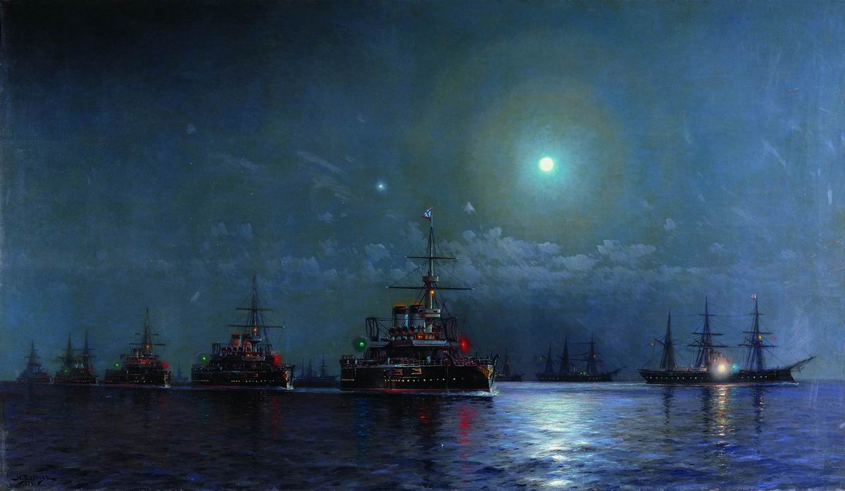 Блинов. Черноморский флот ночью. 1894