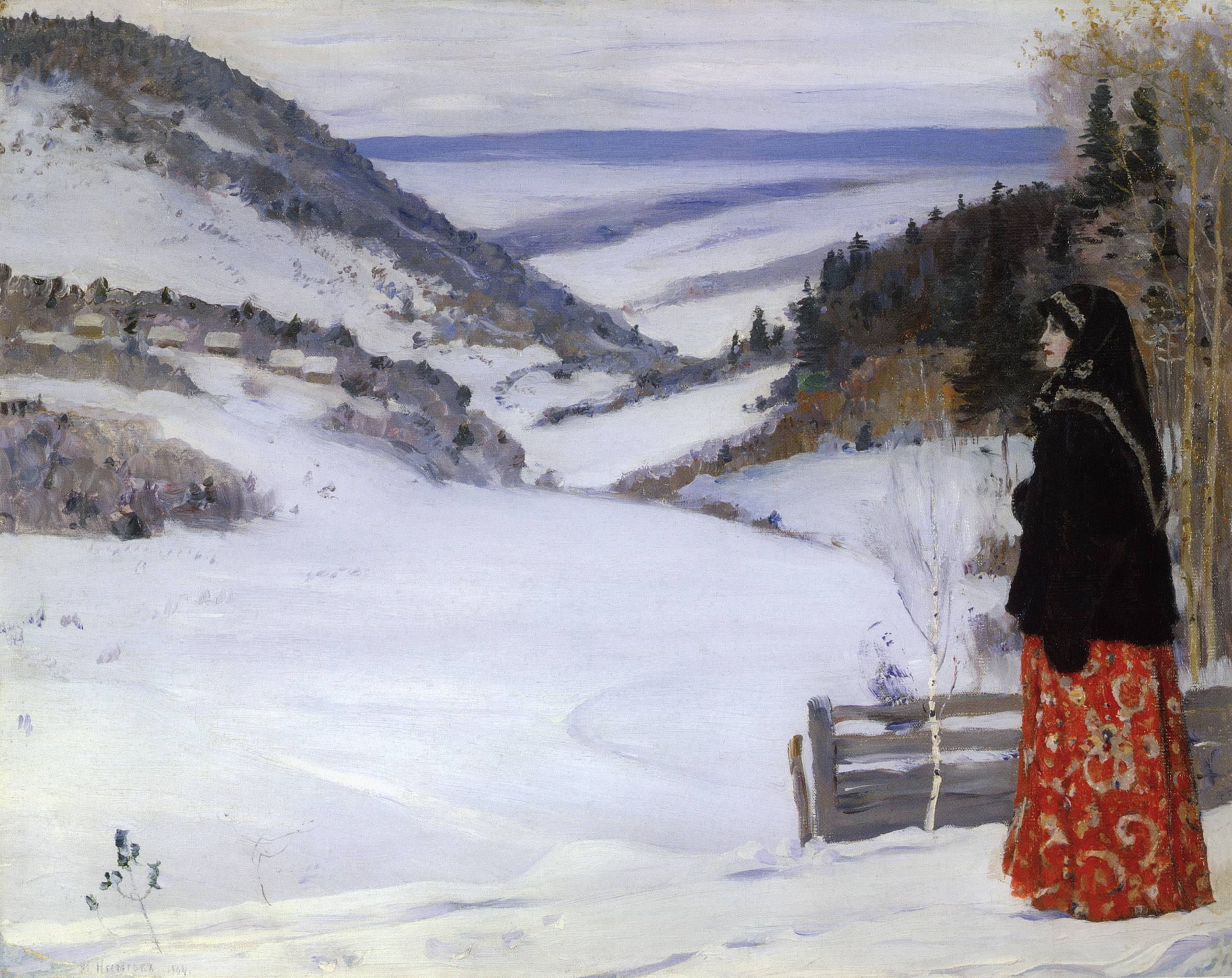 Нестеров М.. Зимой в скиту (Зима в монастыре). 1904