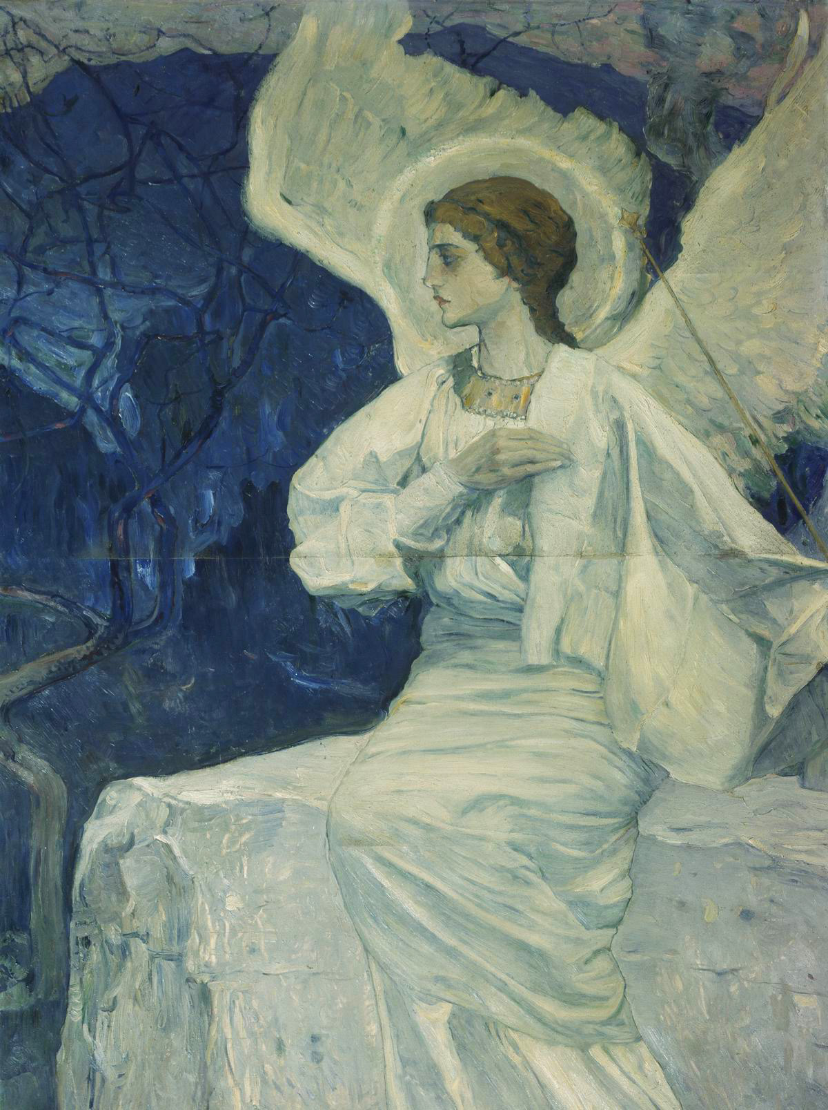 Нестеров М.. Ангел, сидящий на гробе. 1908-1911
