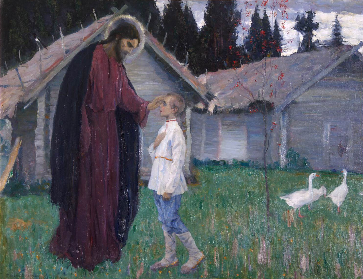 Нестеров М.. Благословение Христом отрока (Христос, благословляющий отрока Варфоломея). 1926