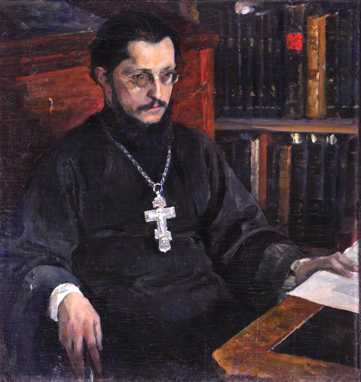 Нестеров М.. Портрет неизвестного священника (С.Н.Дурылин). 1926