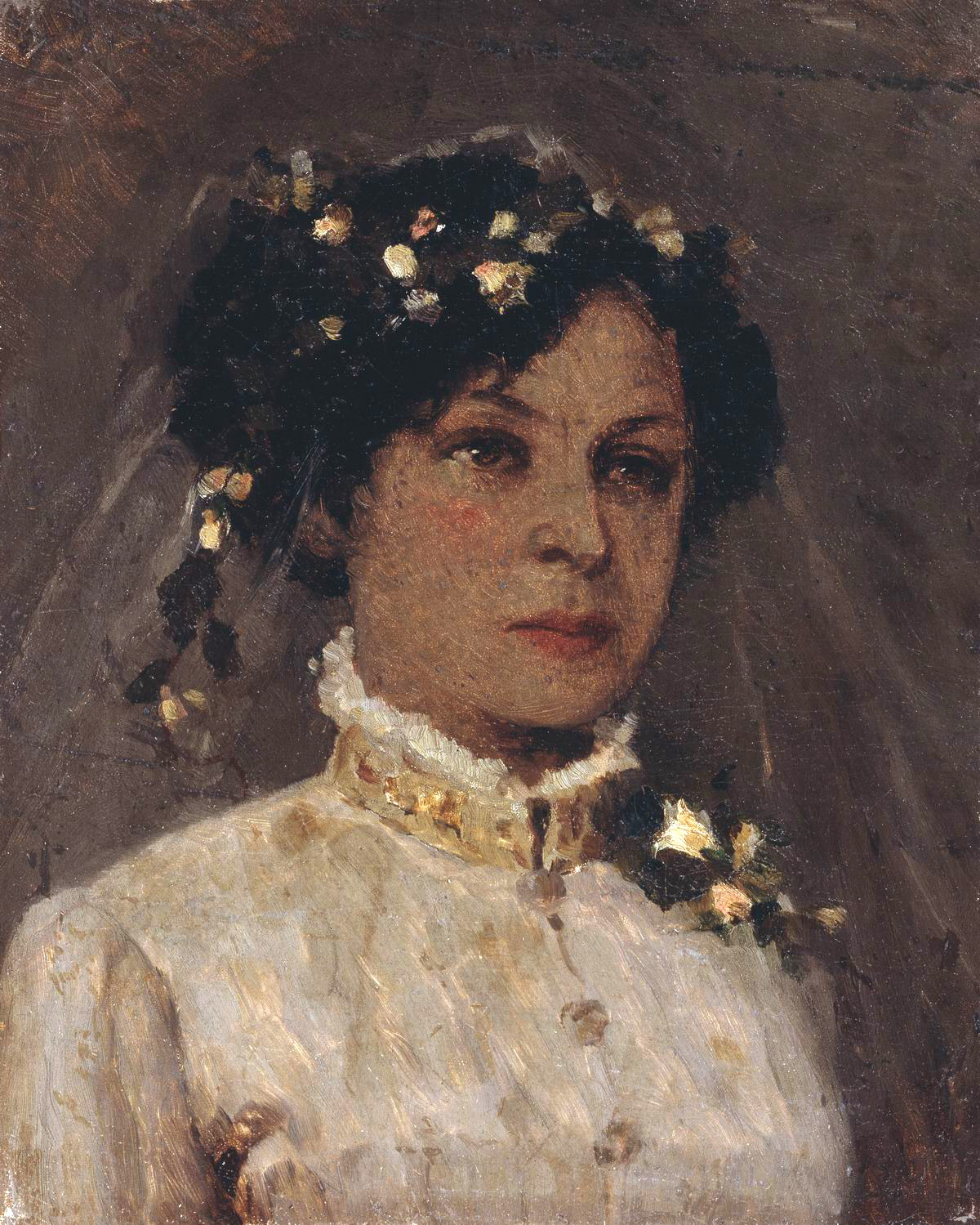 Нестеров М.. Портрет Марии Ивановны Нестеровой в подвенечном уборе. 1886
