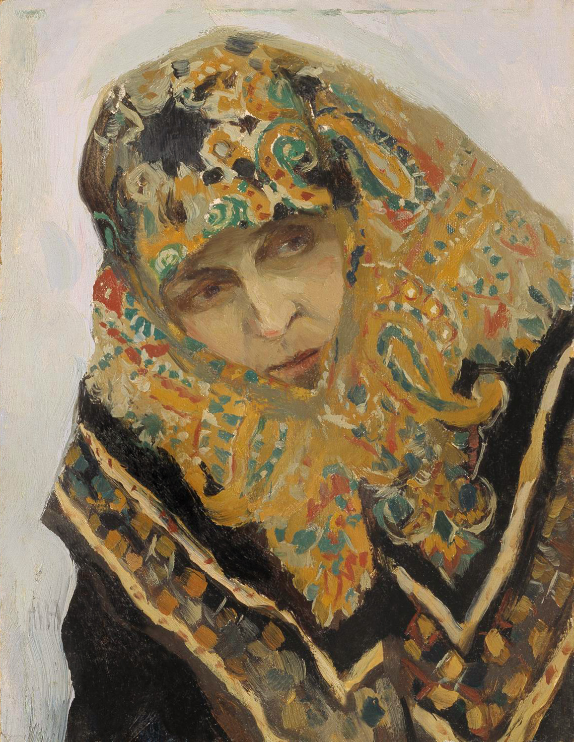 Нестеров М.. Женщина в узорном платке. 1901-1905
