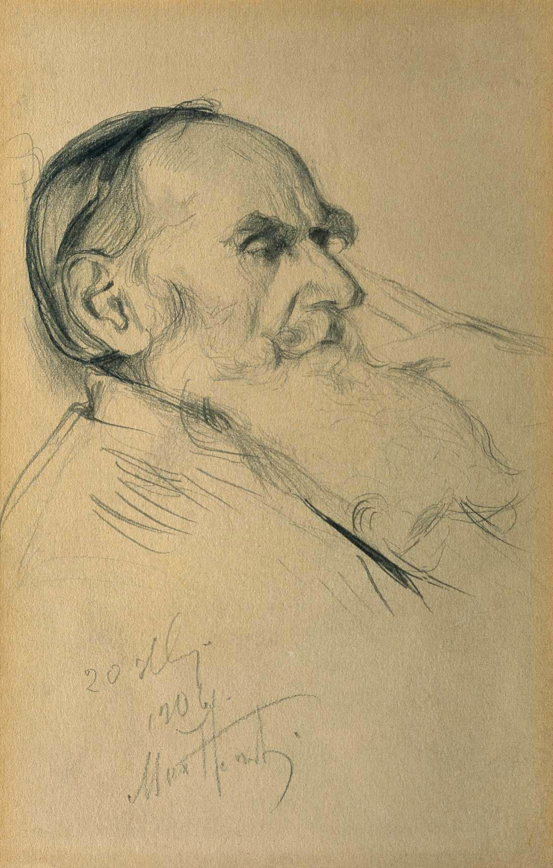 Нестеров М.. Рисунок к портрету Л.Н.Толстого. 1906