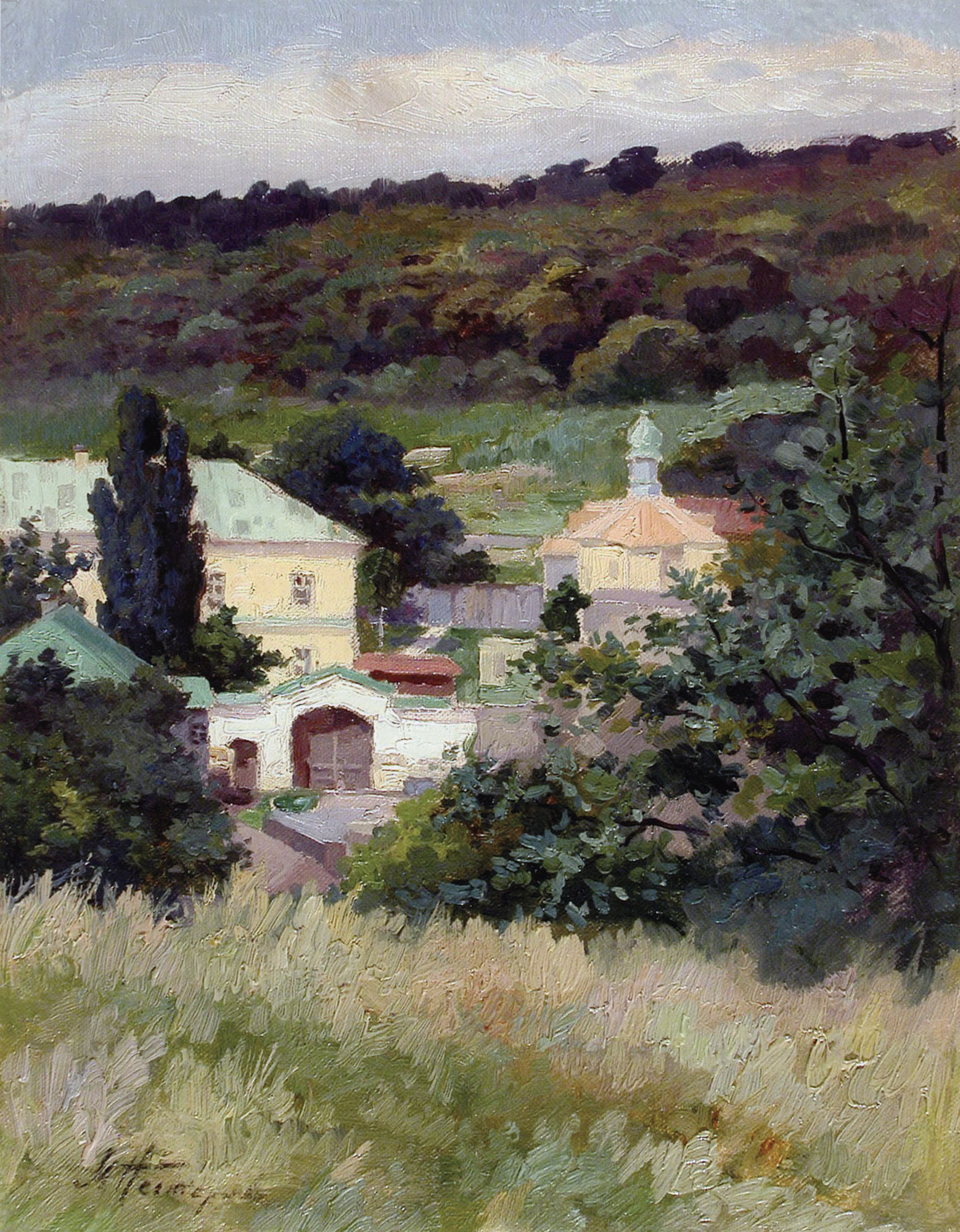 Нестеров М.. Пейзаж с церковью. 1910-е