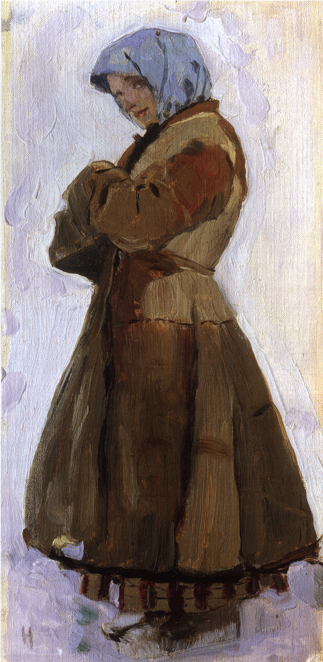 Нестеров М.. Девушка в тулупе. 1901-1905