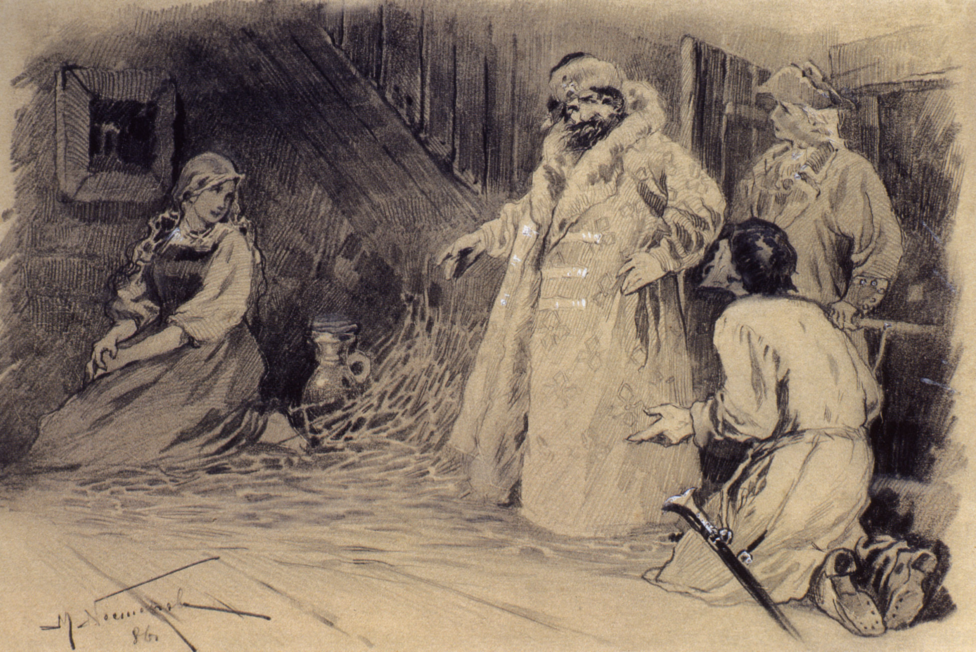 Нестеров М.. Пугачев освобождает Марию Ивановну. 1886
