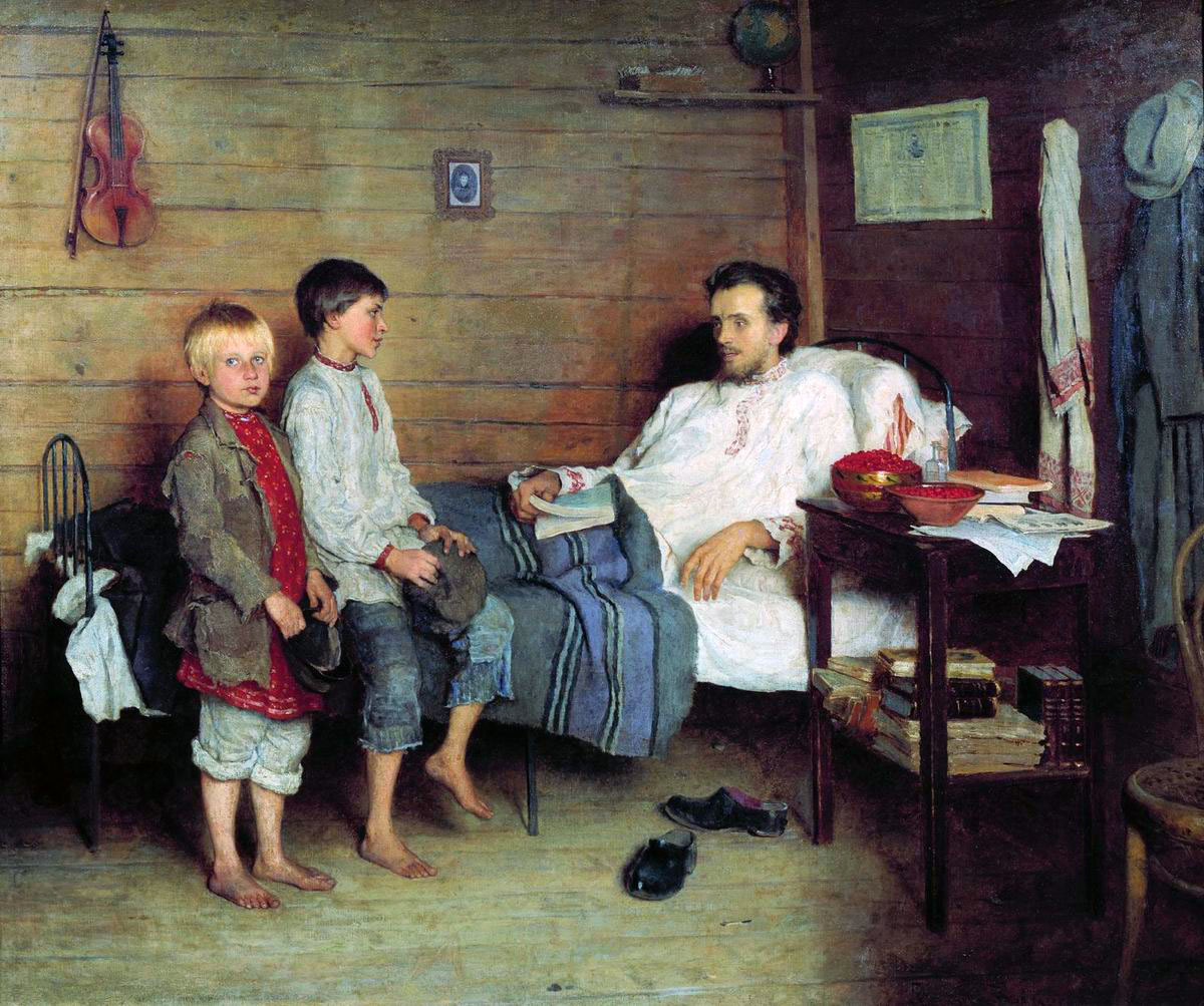 Богданов-Бельский. У больного учителя. 1897