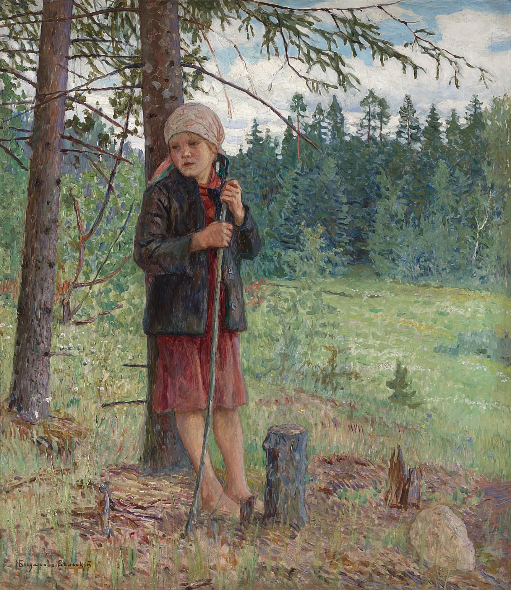 Богданов-Бельский. Девочка в лесу