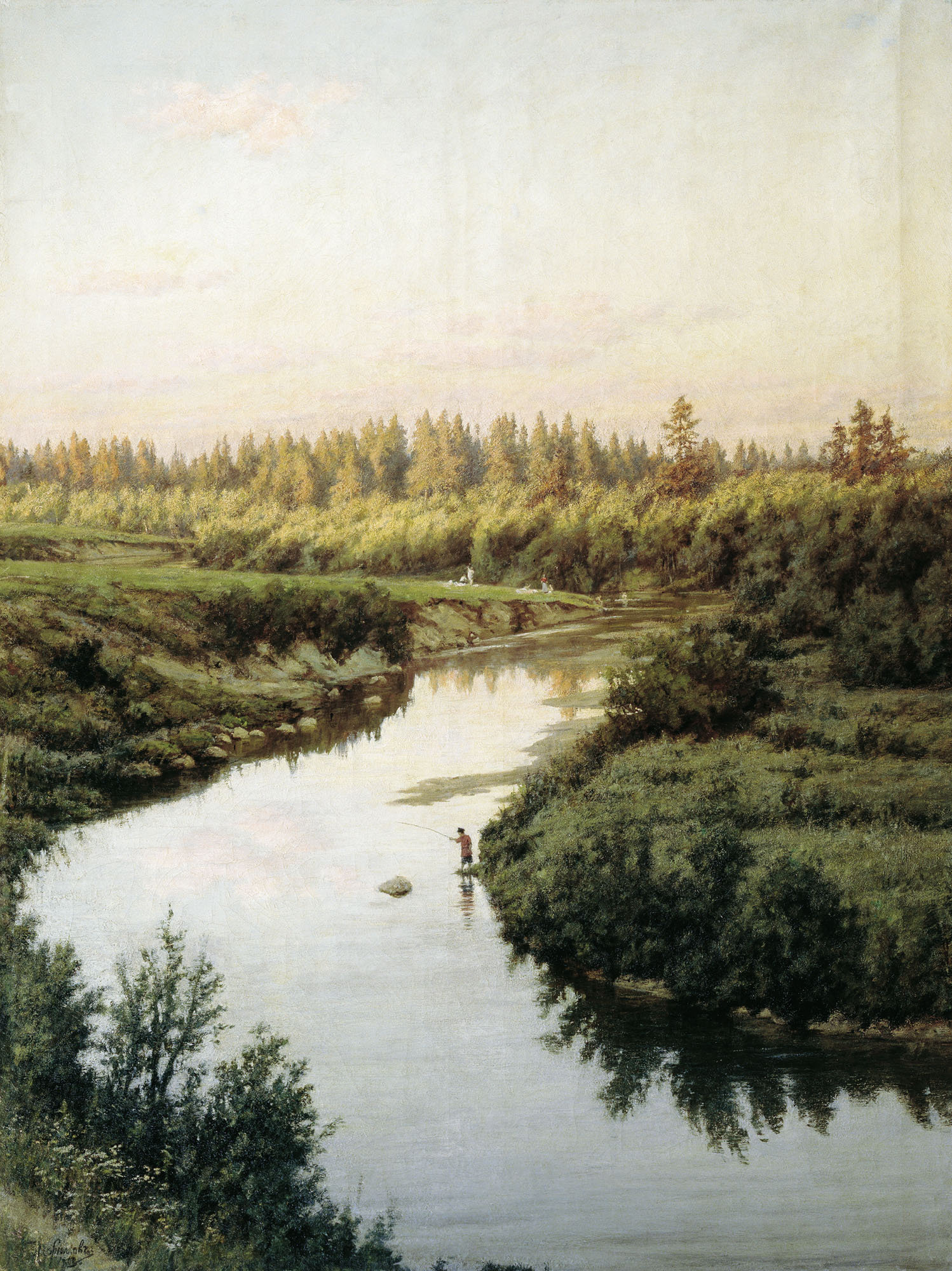 Брюллов П.. Пейзаж с рекой. 1900