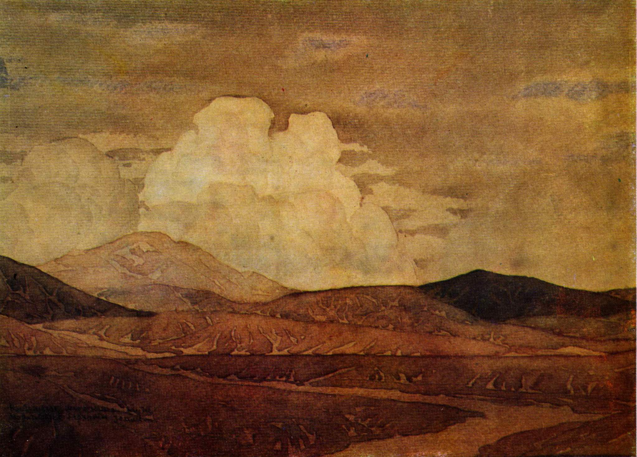 Волошин. Клубятся медленные тучи, коричневые бархаты земли. 1925