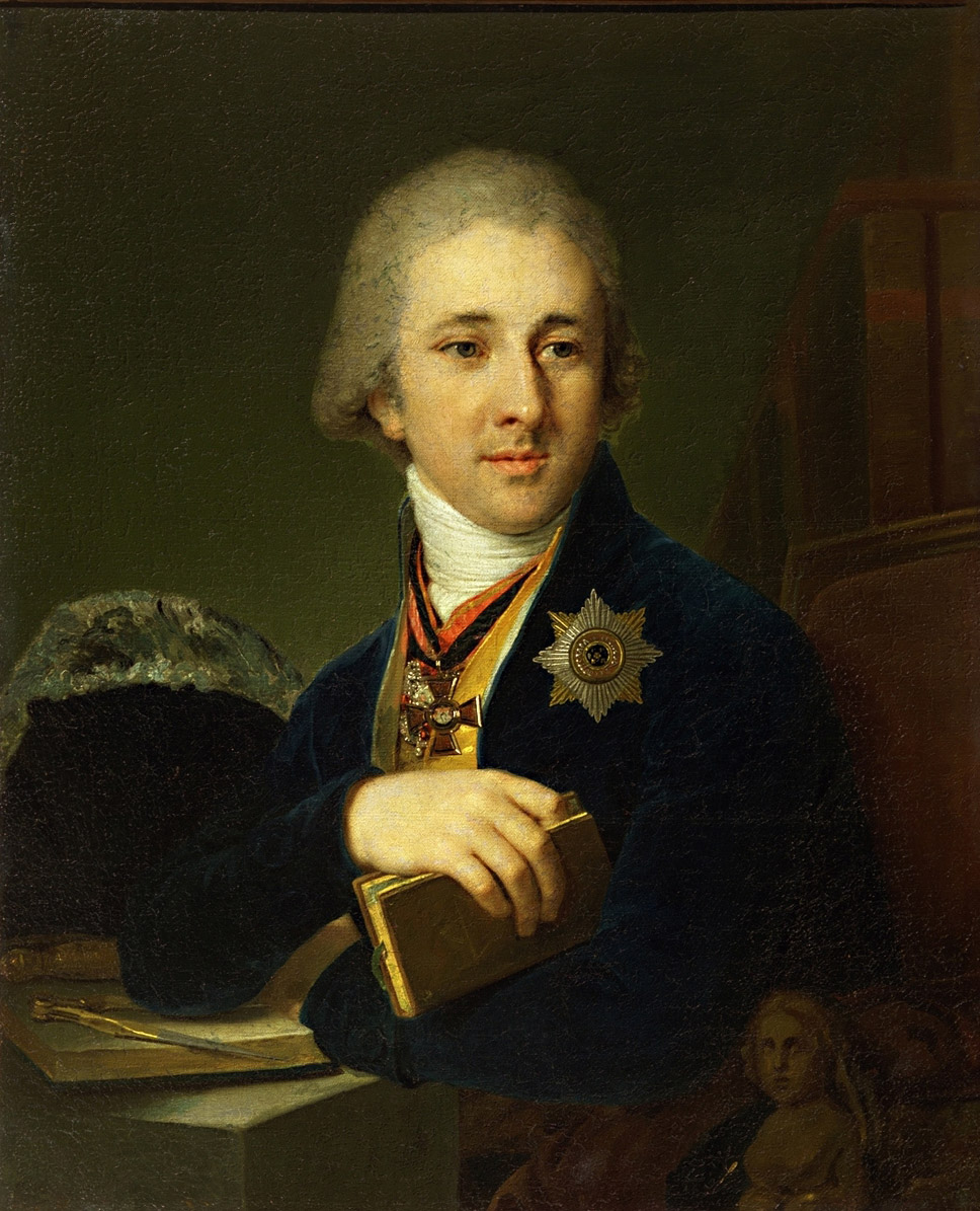 Боровиковский. Портрет писателя, масона Александра Федоровича Лабзина в синем кафтане. После 1816