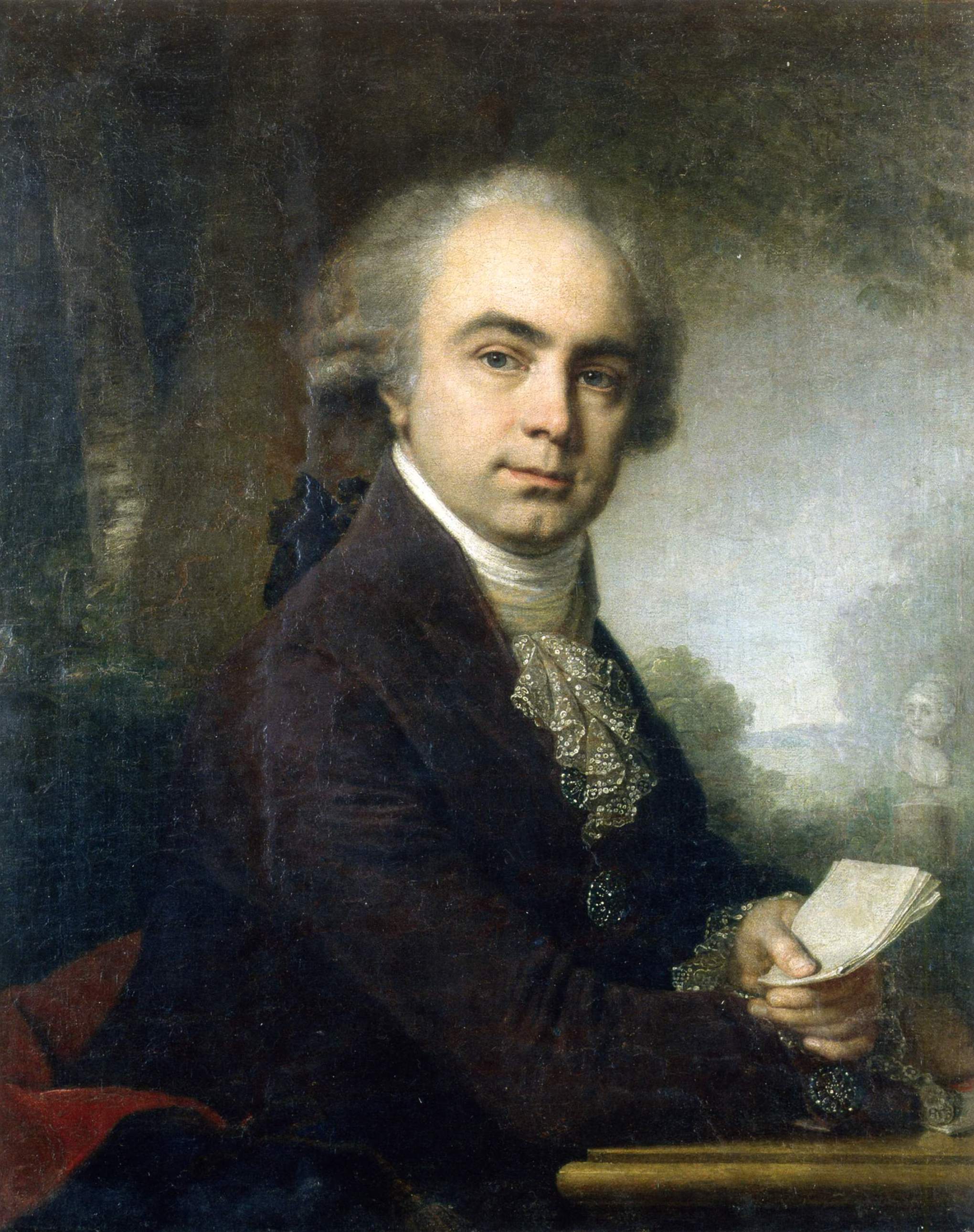 Боровиковский. Портрет неизвестного молодого человека в лиловом кафтане . 1790-е