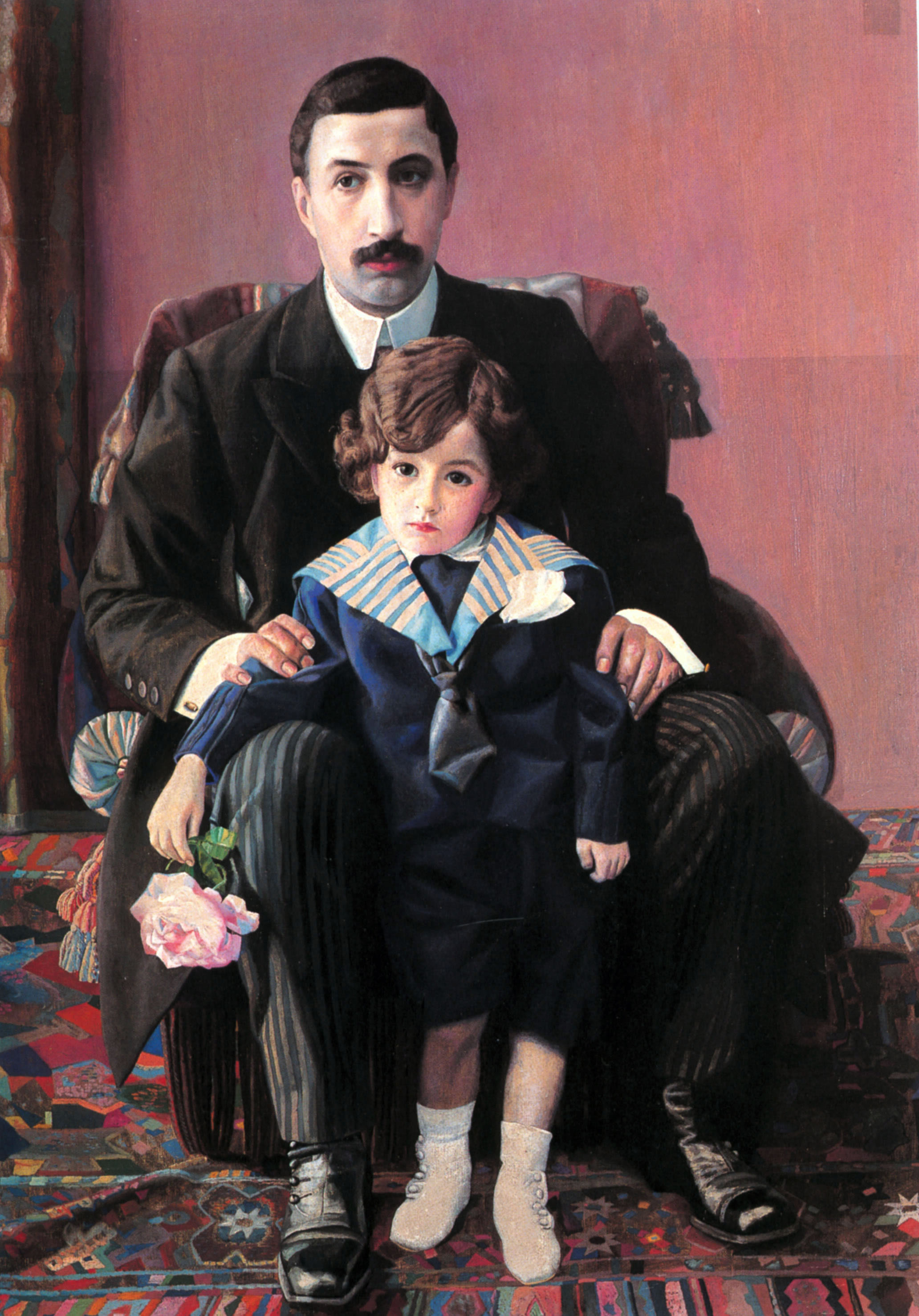Филонов. Портрет А.Ф. Азибера с сыном. 1915