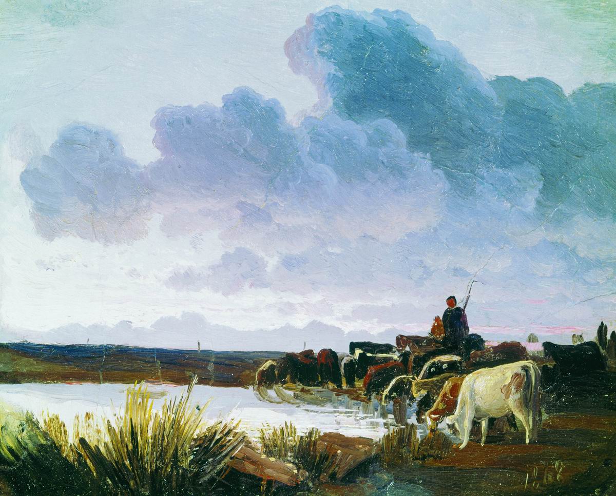 Васильев Ф.. У водопоя. 1868
