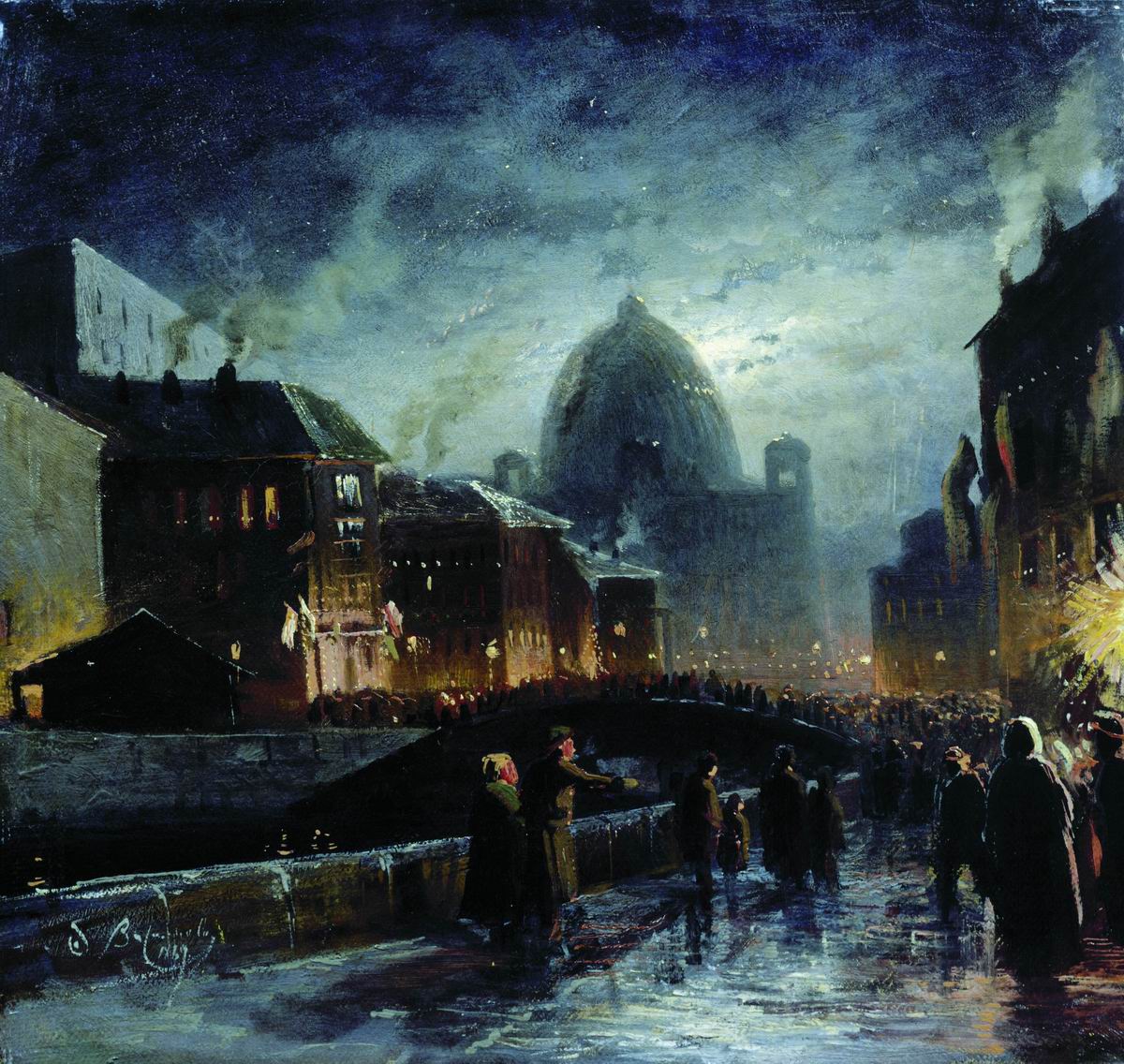Васильев Ф.. Иллюминация в Петербурге. 1869