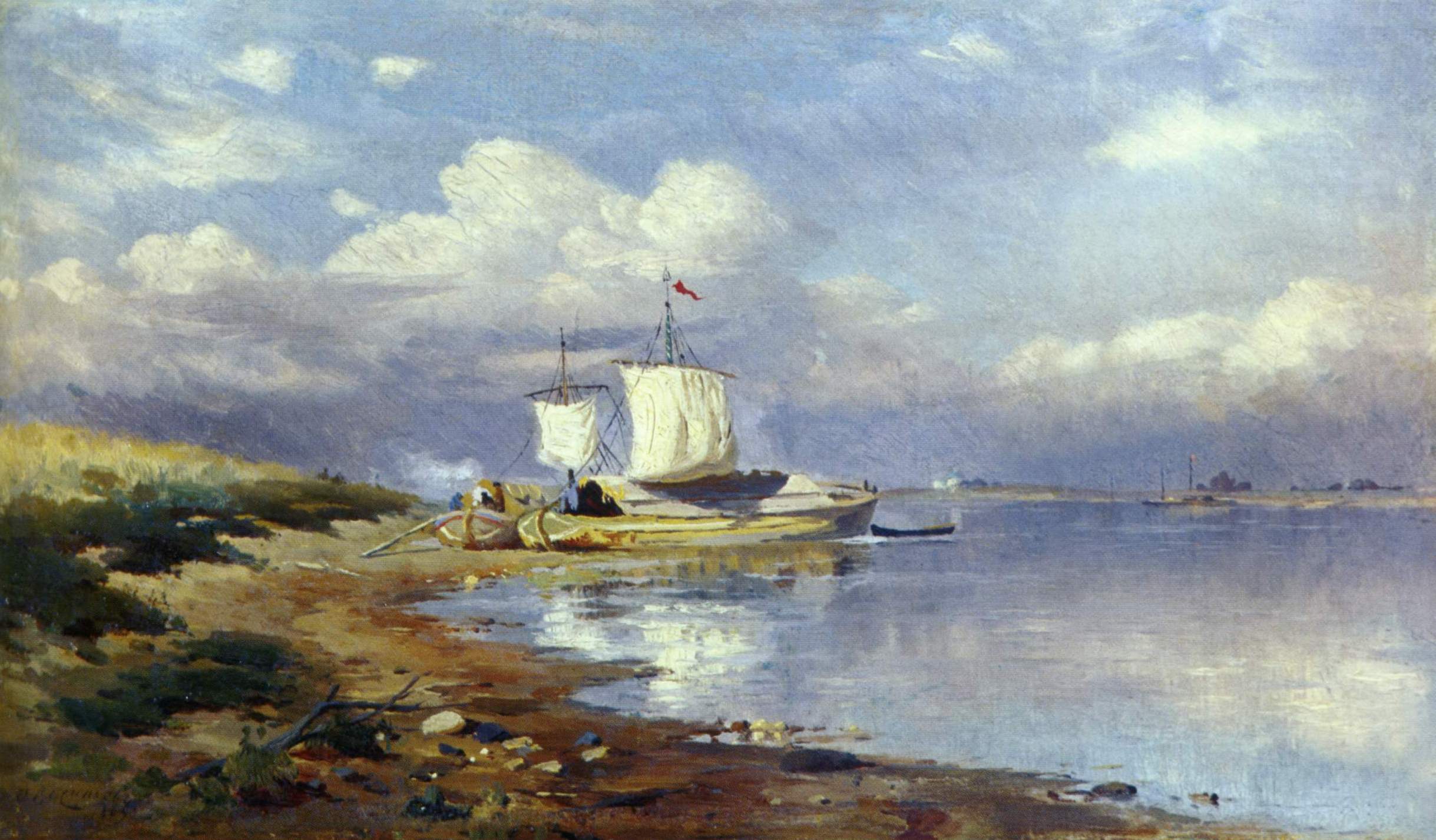 Васильев Ф.. Пейзаж с барками. 1869