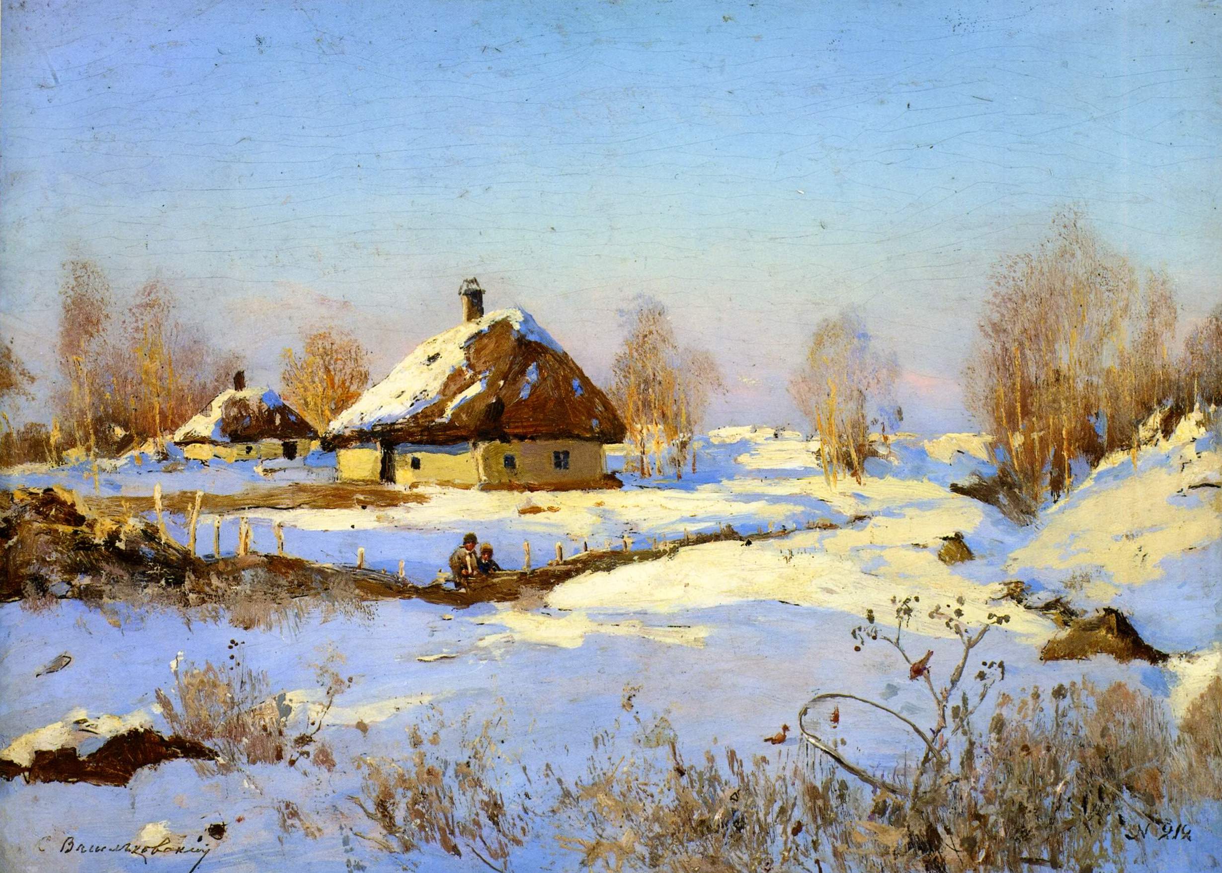 Васильковский. Ловят снегиря. 1890-е
