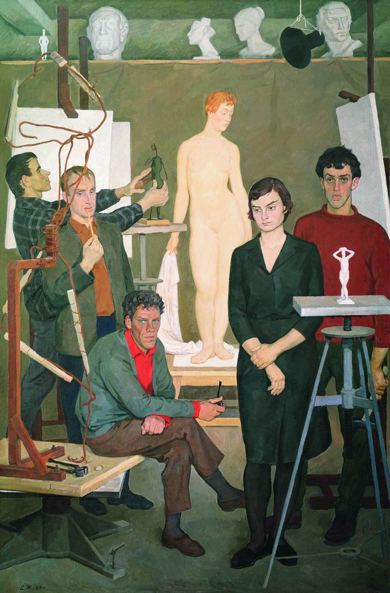 Жилинский. Студенты. В скульптурной мастерской. 1964