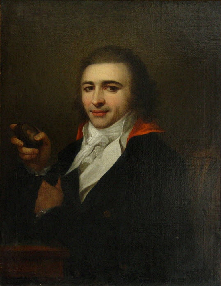 Неизвестный художник XVIII в.. Портрет неизвестного с миниатюрой в руке. XVIII век