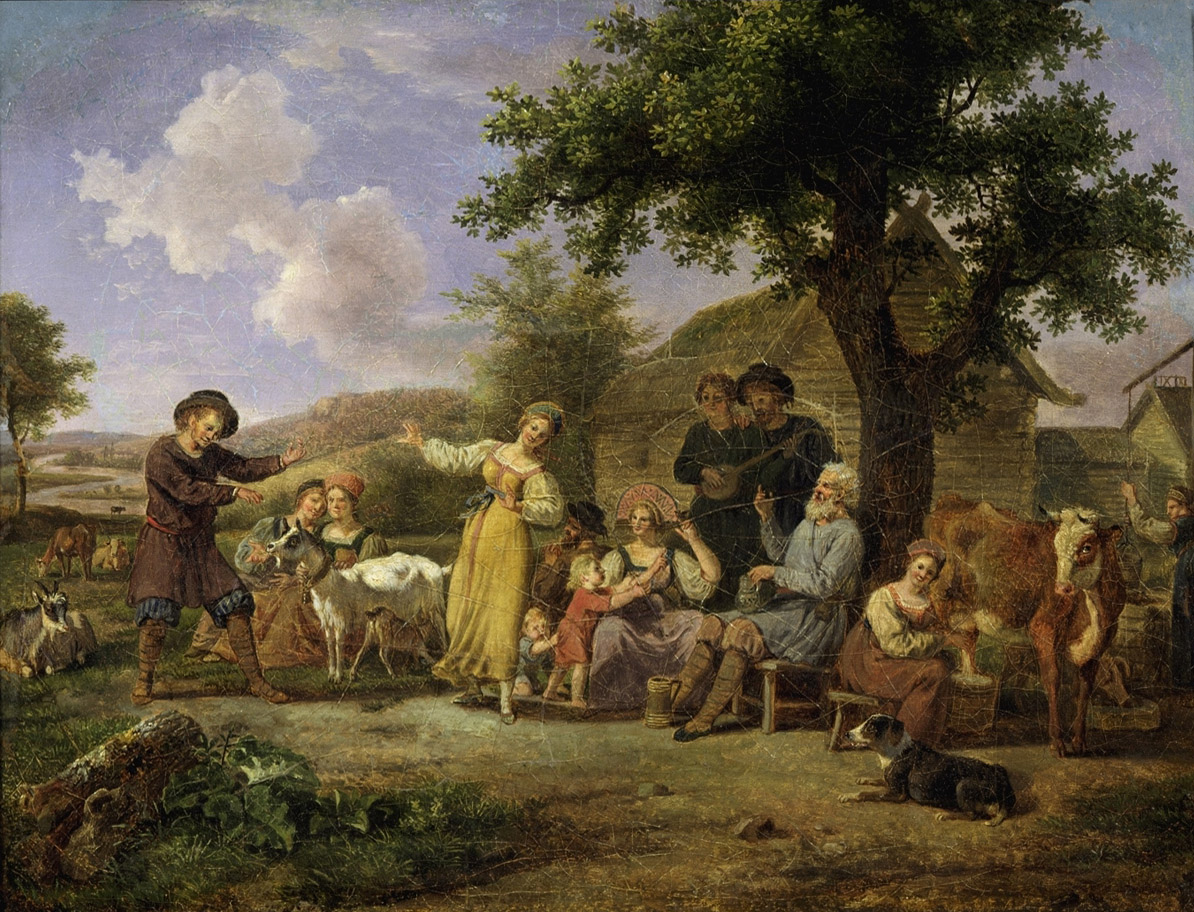 Неизвестный художник XVIII в.. Праздник в деревне. Конец XVIII века