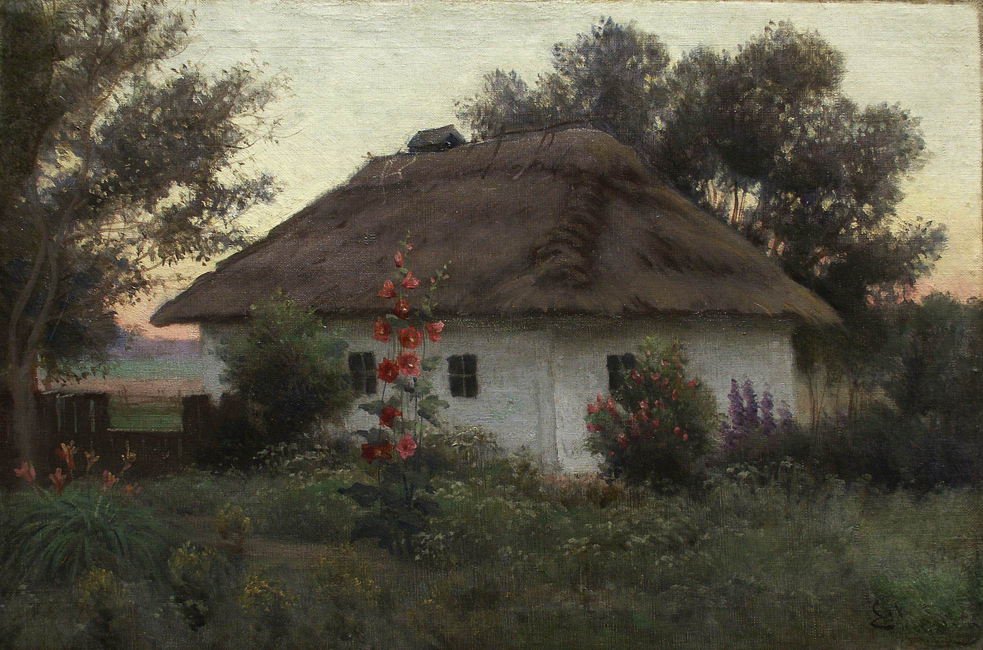 Волков Е.. Украинский пейзаж с хатой. 1910
