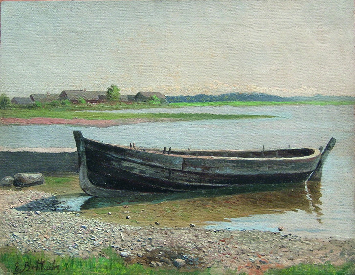 Волков Е.. Лодка на реке. 1880-e