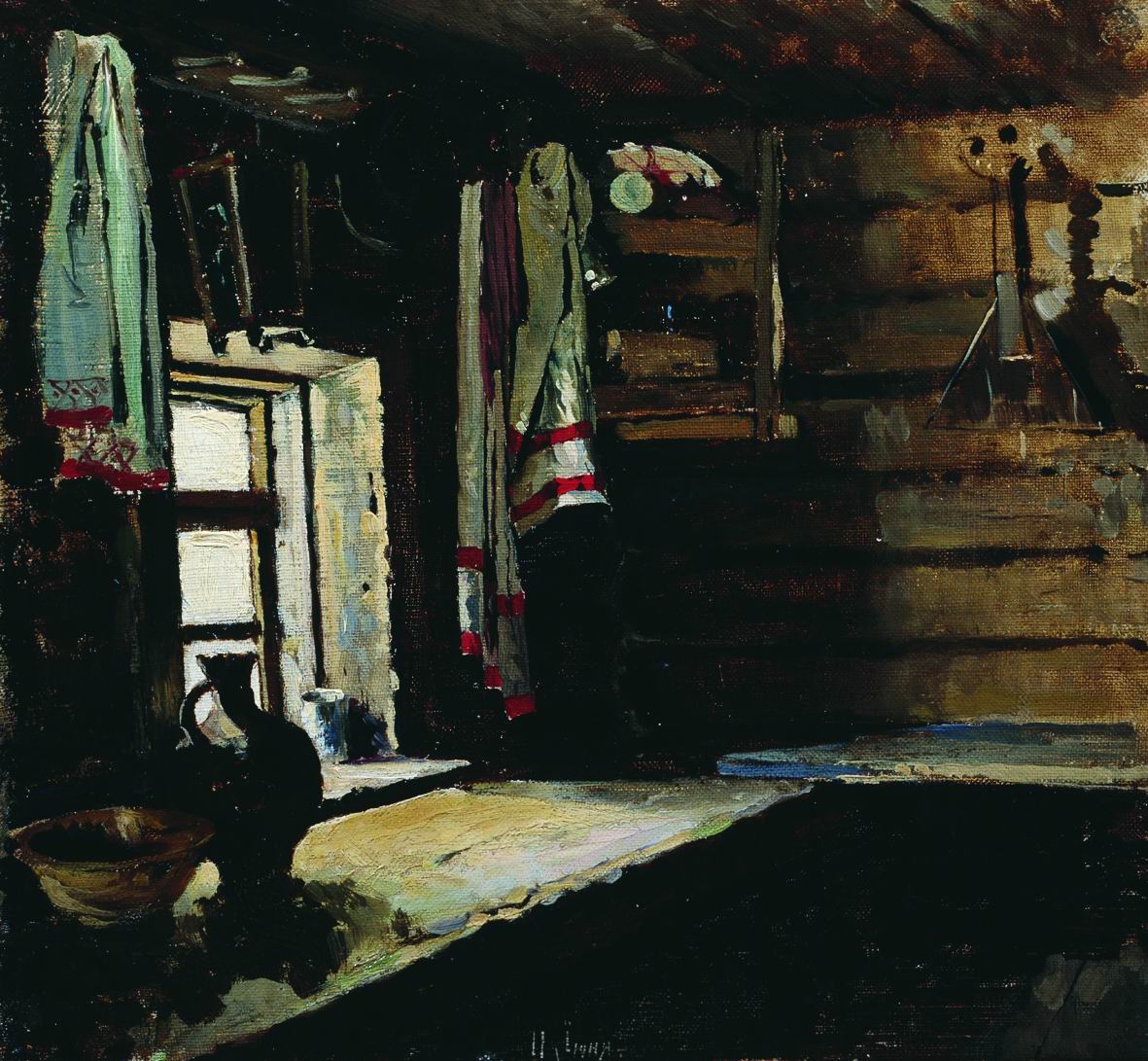 Виноградов С.. В избе. 1890