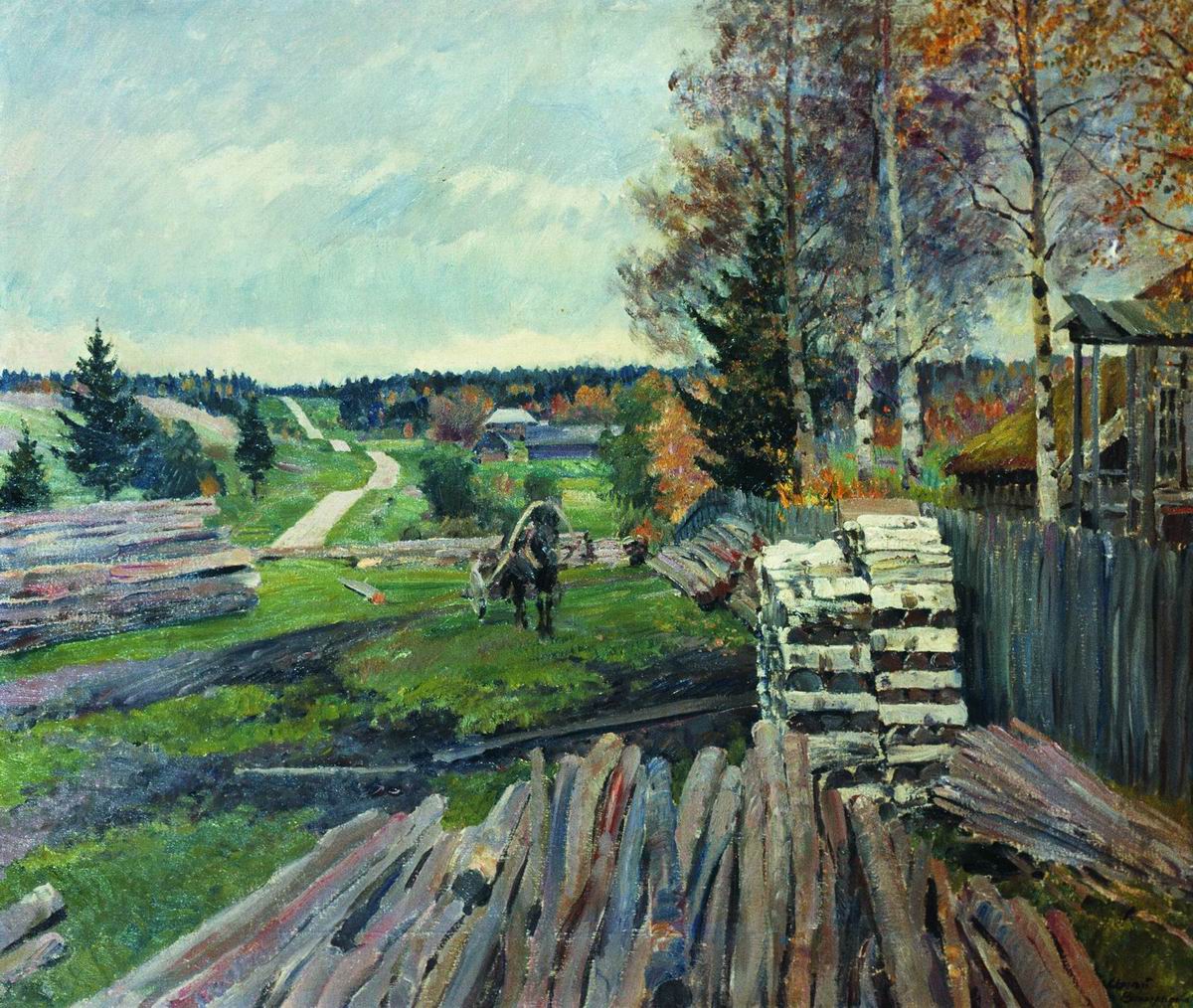 Виноградов С.. Латгальский пейзаж. Шоссе. 1925