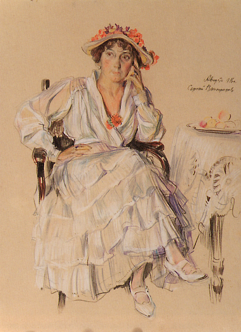 Виноградов С.. Дама, сидящая в кресле. 1916