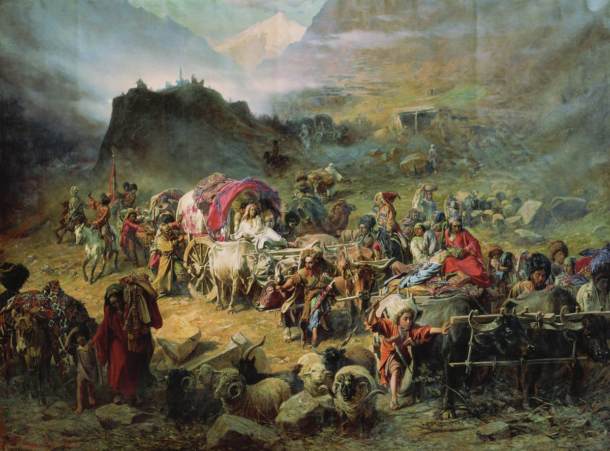 Грузинский. Оставление горцами аула при приближении русских войск. 1872