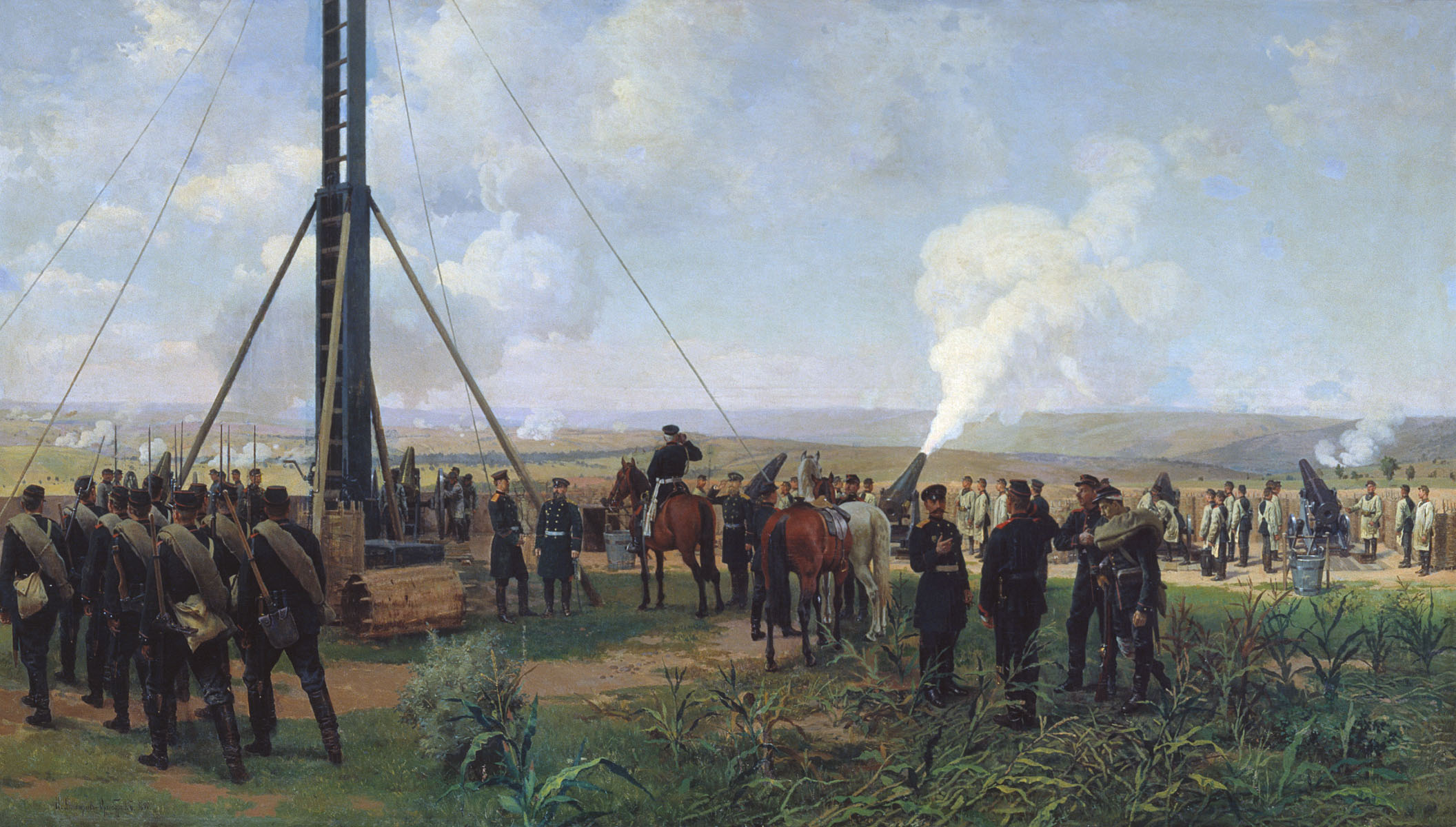 Дмитриев-Оренбургский. Артиллерийский бой под Плевной. Батарея осадных орудий на Великокняжеской горе. 1880