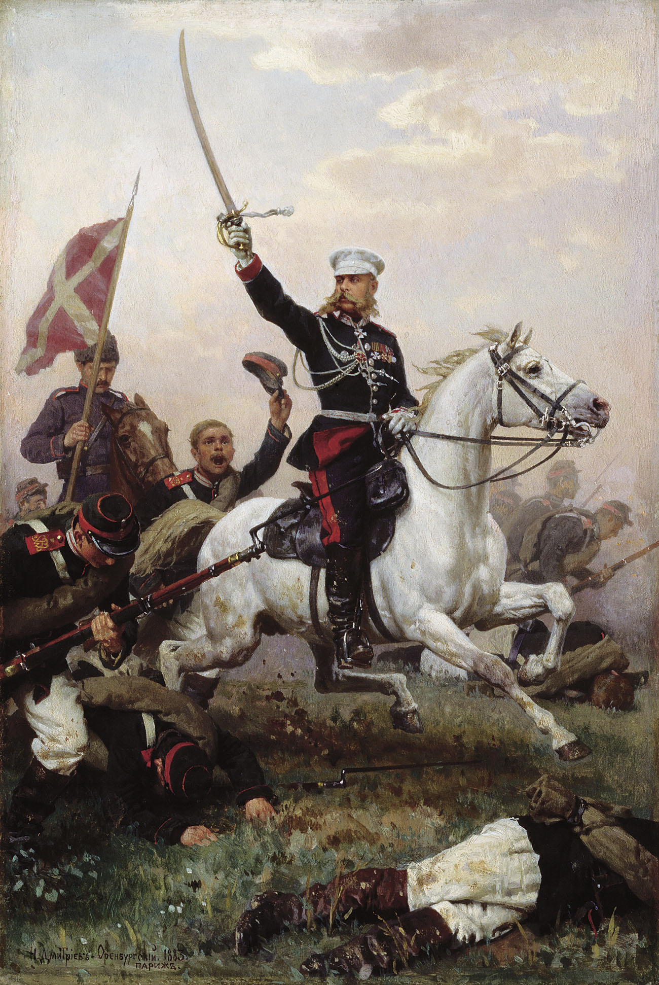 Дмитриев-Оренбургский. Генерал Н.Д.Скобелев на коне. 1883