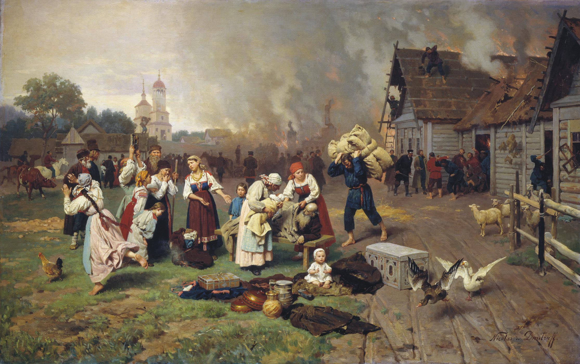 Дмитриев-Оренбургский. Пожар в деревне