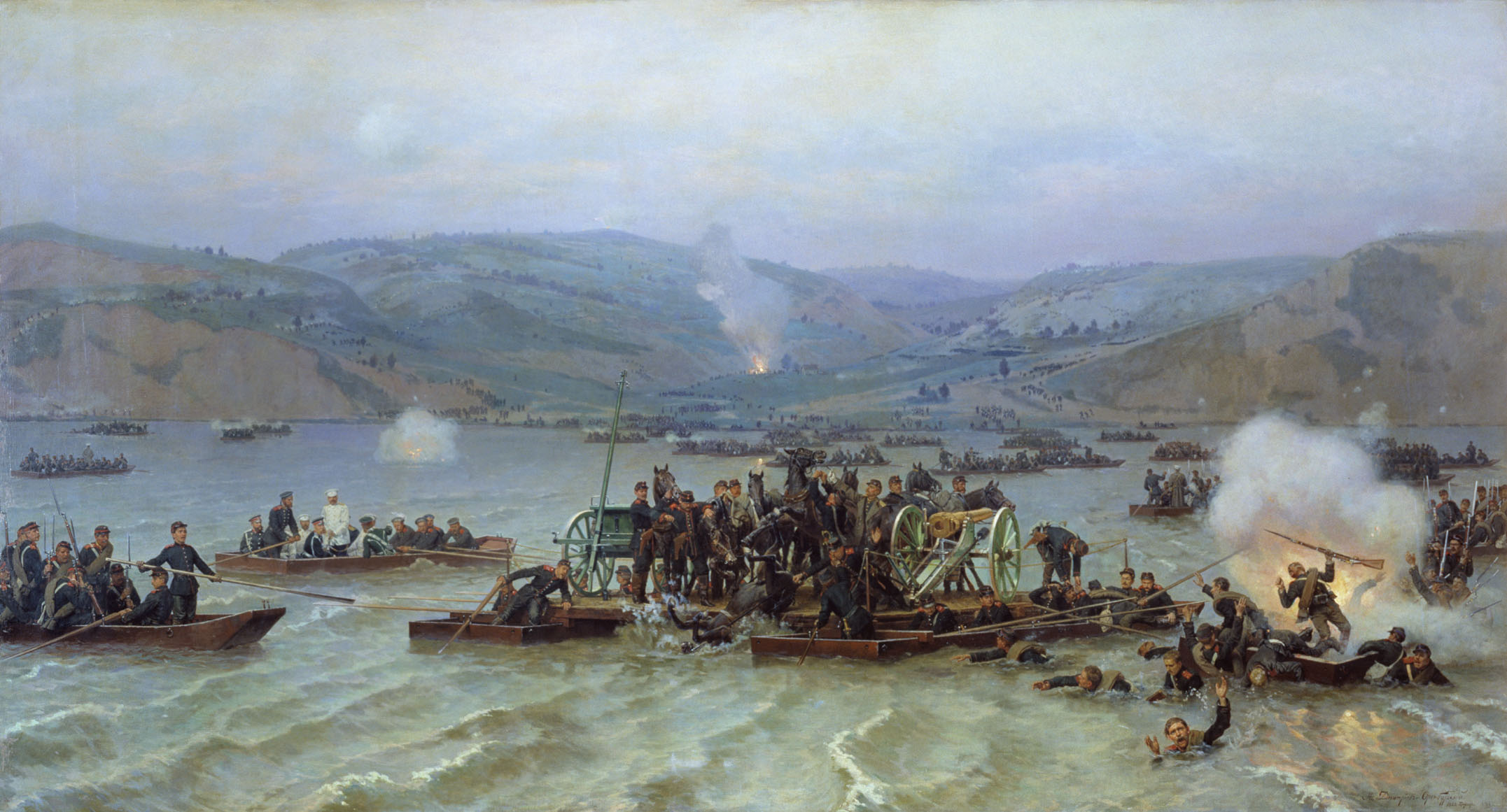 Дмитриев-Оренбургский. Переправа русской армии через Дунай у Зимницы 15 июня 1877 года. 1883