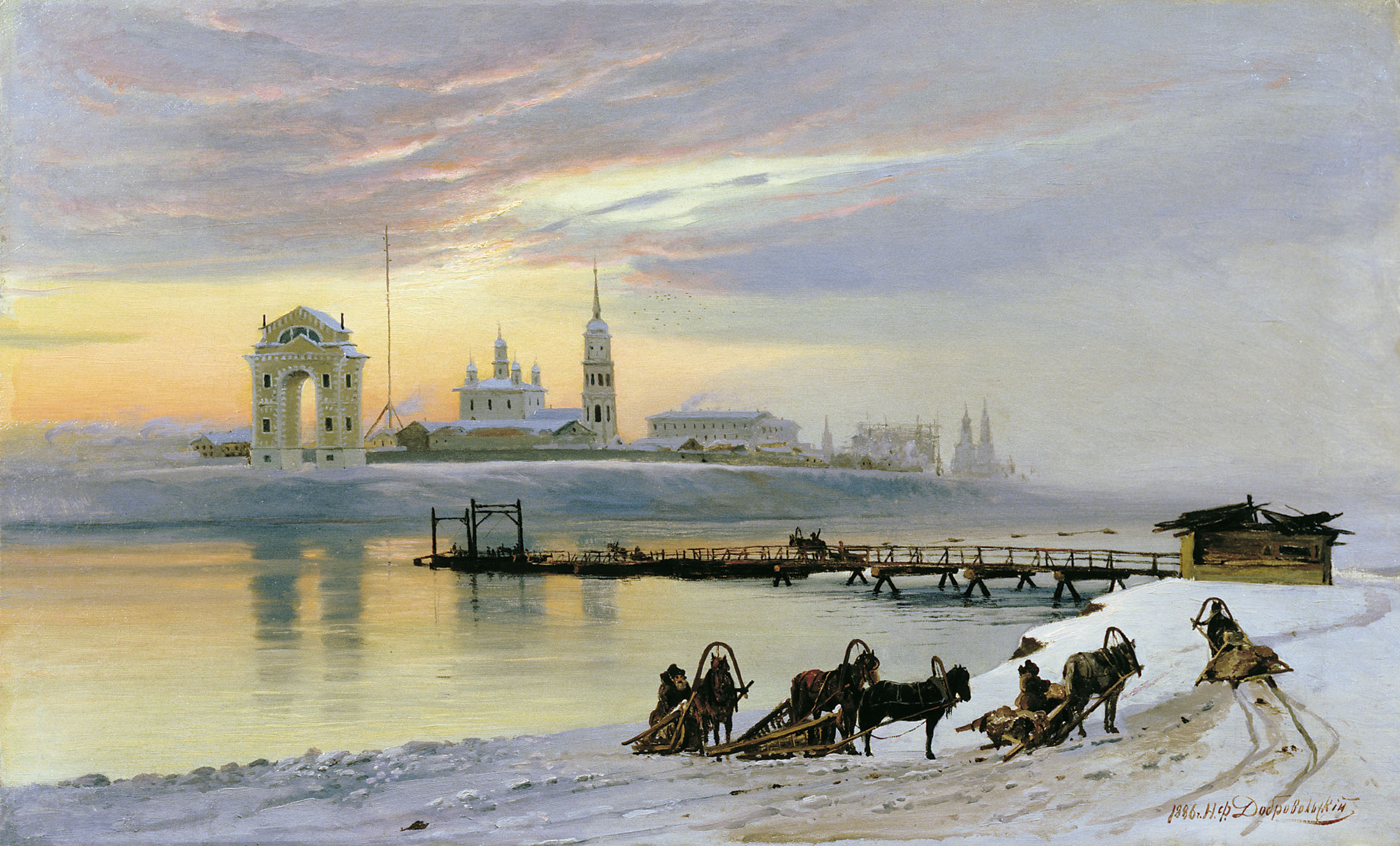Добровольский. Переправа через Ангару в Иркутске. 1886