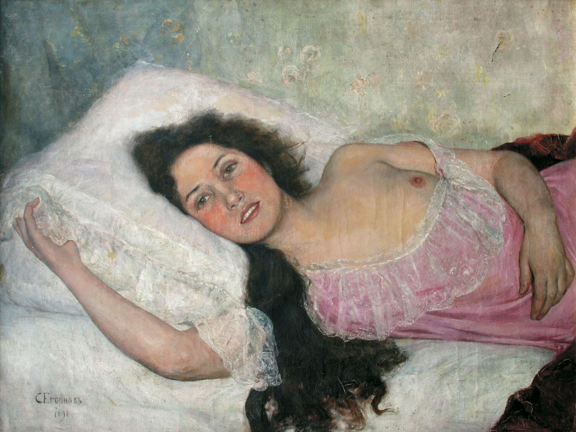 Егорнов С.. Отдыхающая молодая женщина. 1892