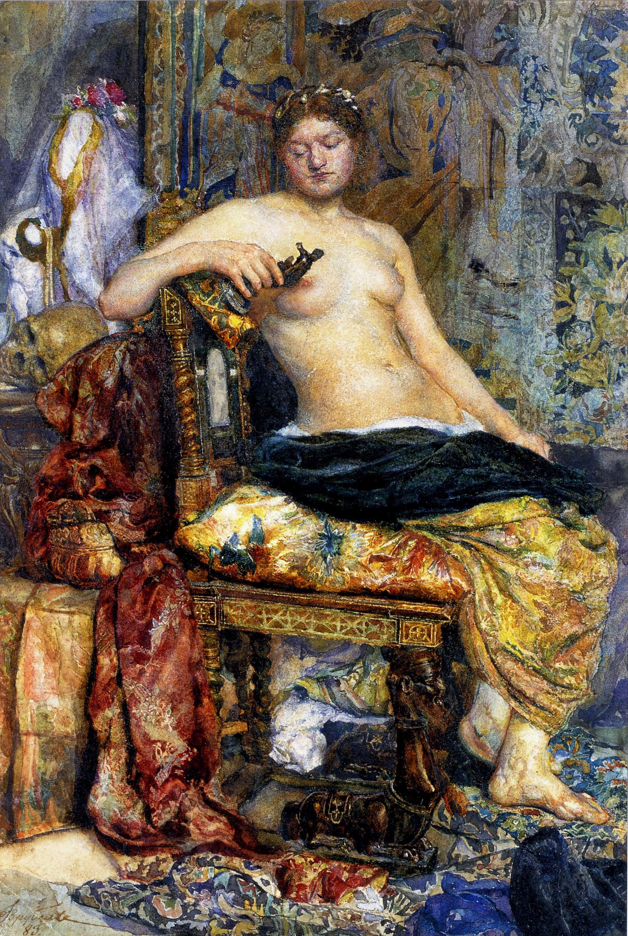 Врубель. Натурщица в обстановке Ренессанса. 1883