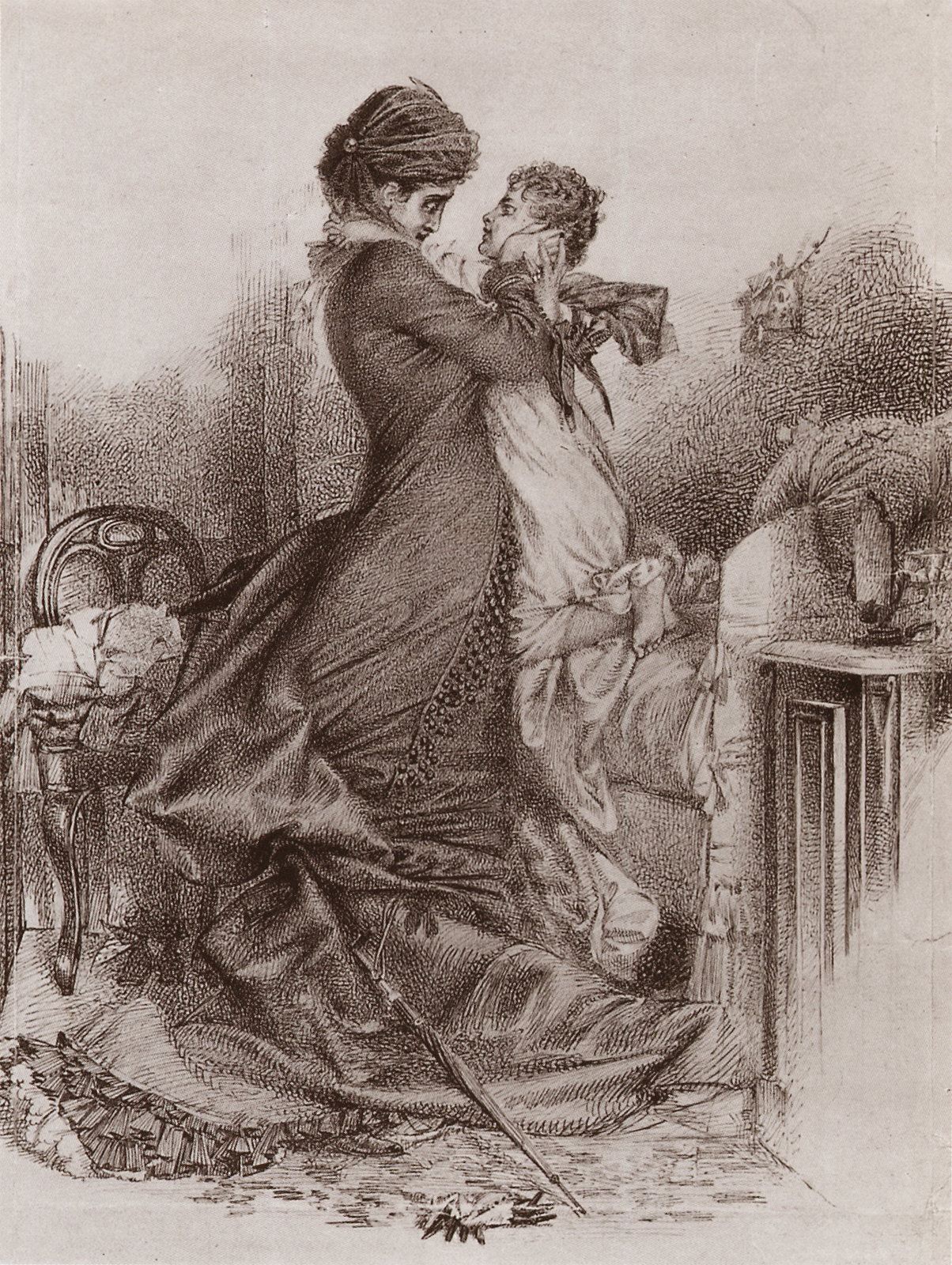 Врубель. Свидание Анны Карениной с сыном. 1878