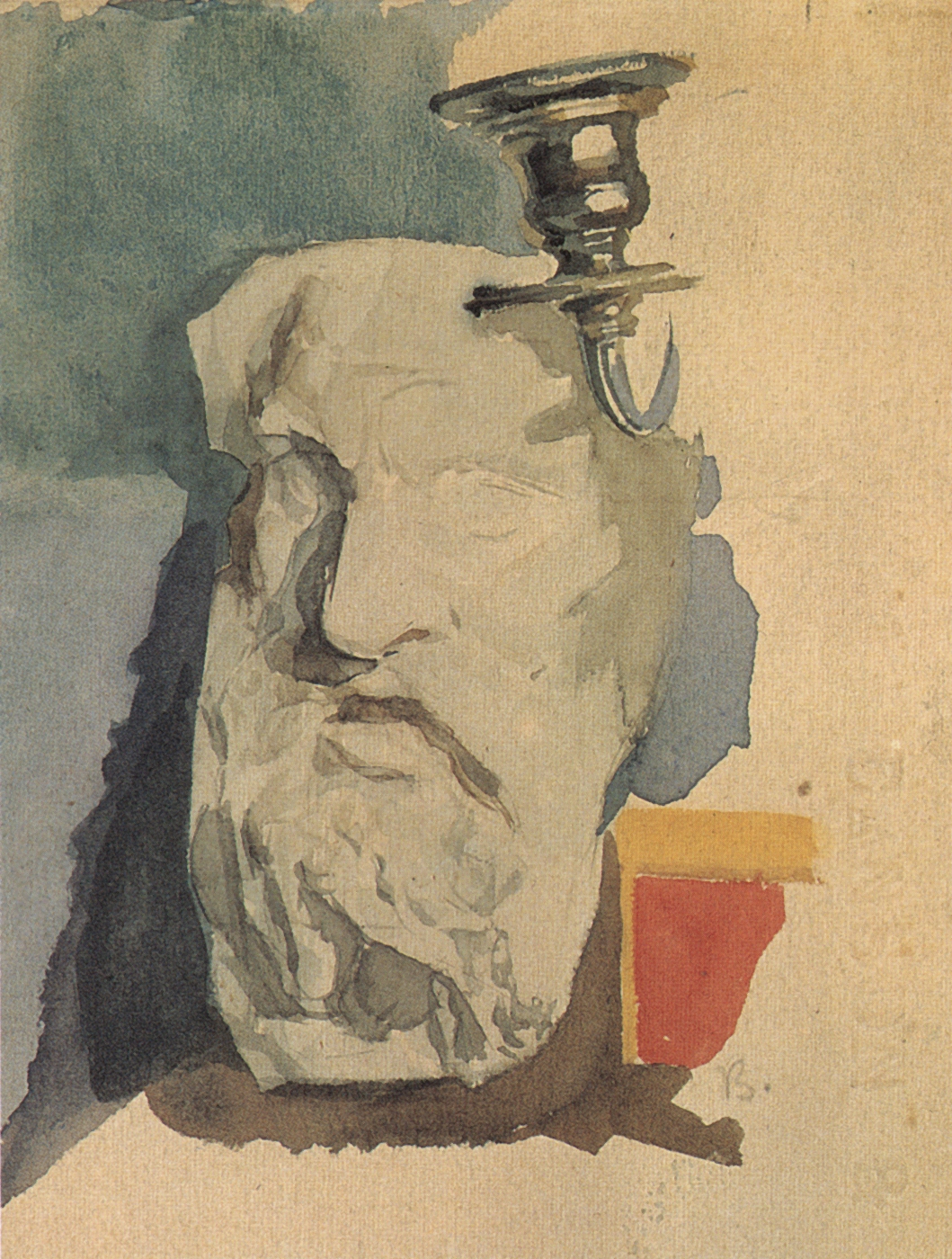 Врубель. Натюрморт. Гипсовая маска, рожок канделябра. 1885
