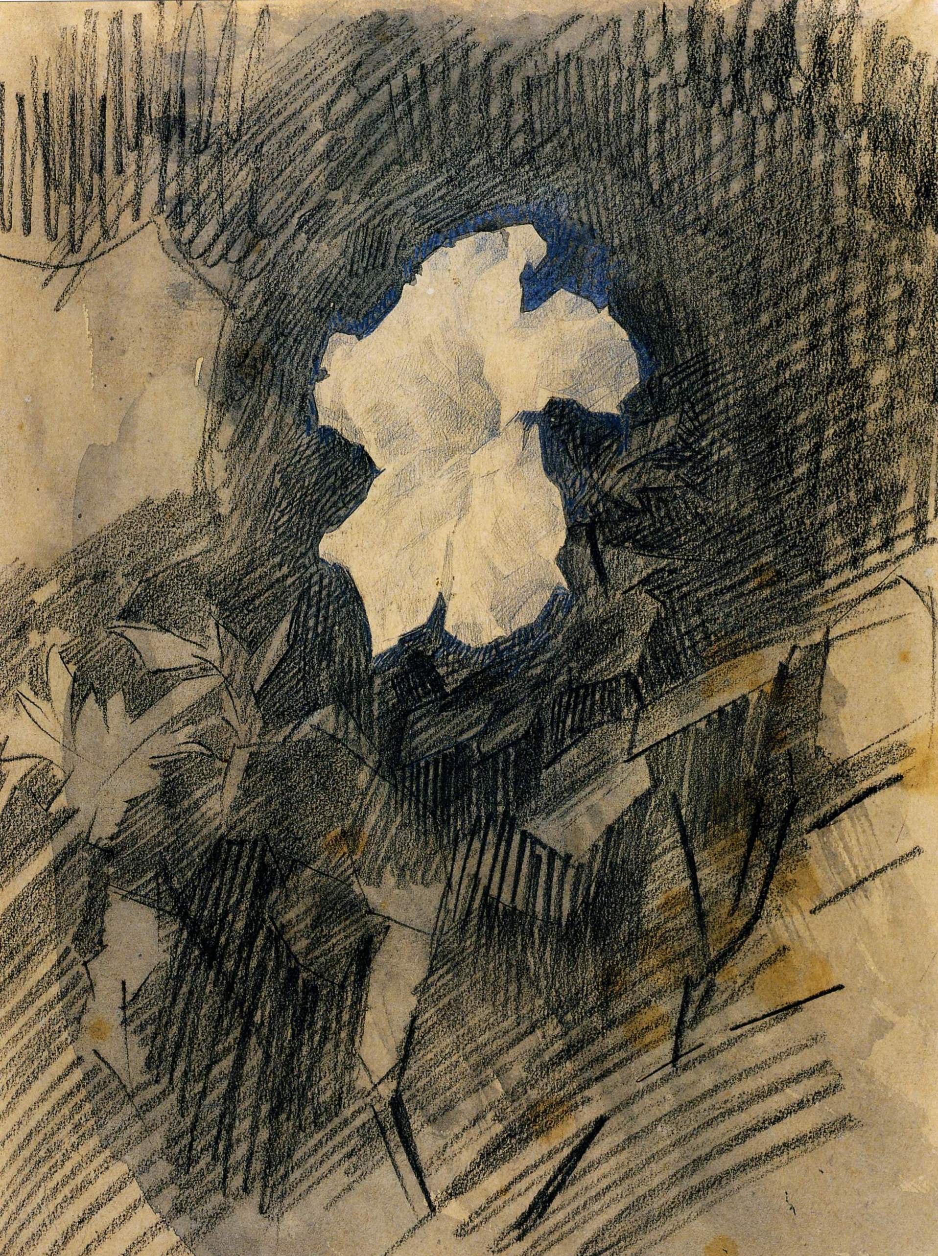 Врубель. Белая азалия с листьями. 1886-1887
