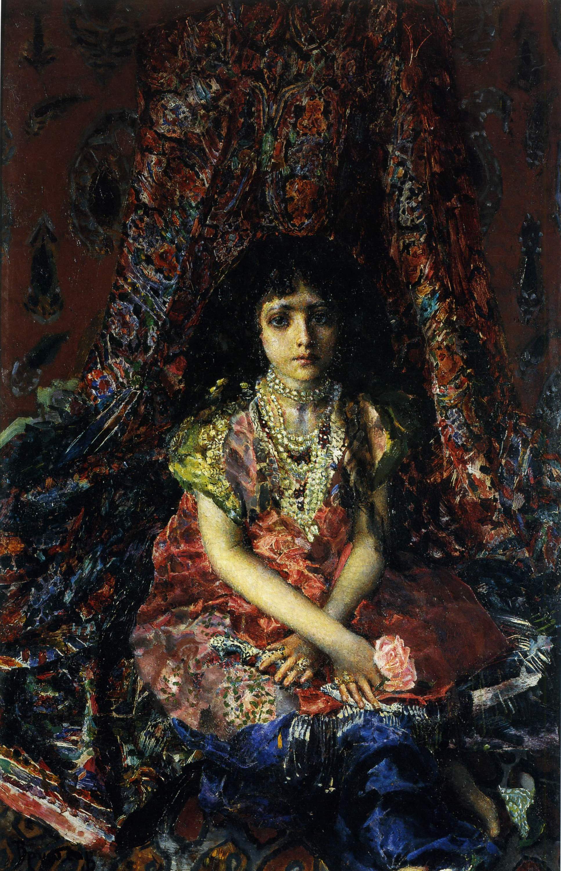 Врубель. Девочка на фоне персидского ковра. 1886