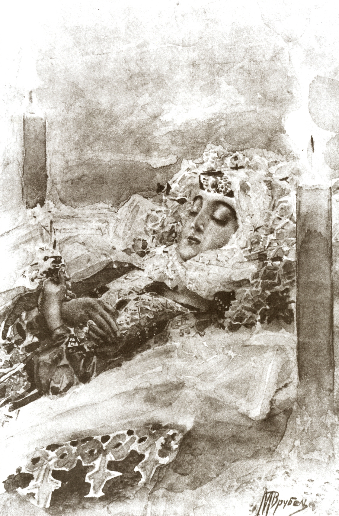 Врубель. Тамара в гробу. 1890-1891
