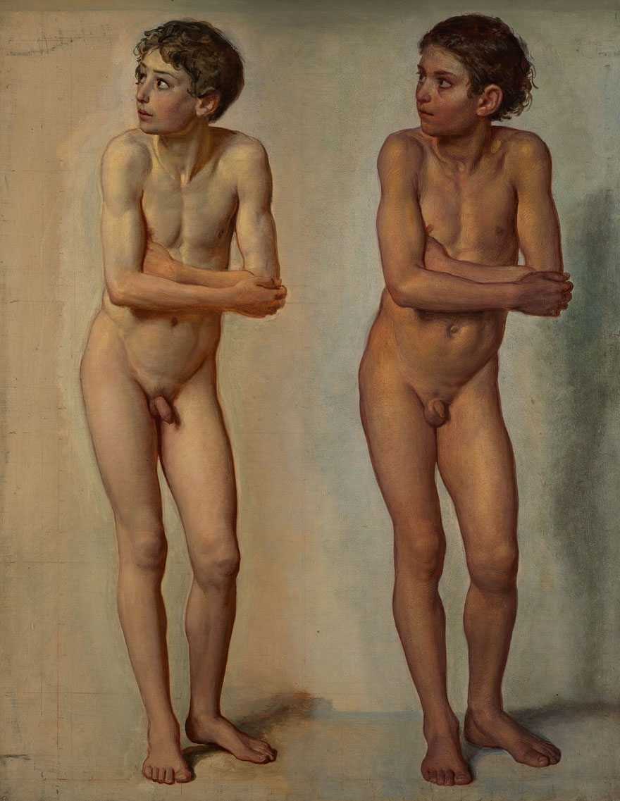 Иванов А.А.. Две фигуры обнаженных мальчиков, в повороте дрожащего мальчика. Вторая половина 1830-х