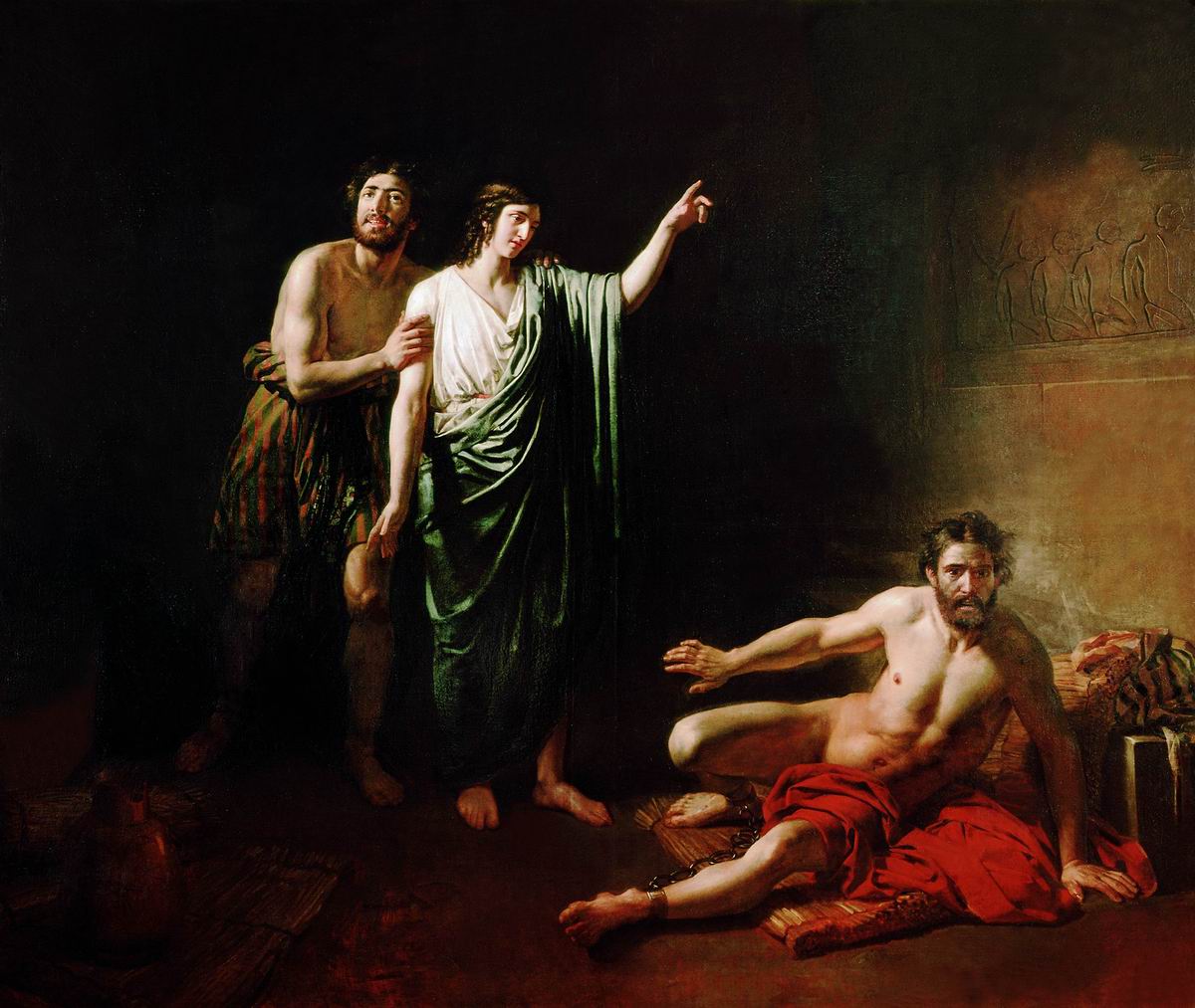 Иванов А.А.. Иосиф, толкующий сны заключённым с ним в темнице виночерпию и хлебодару. 1827